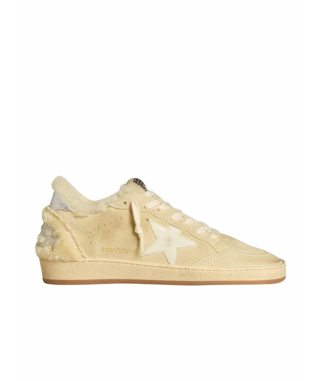 GOLDEN GOOSE DELUXE BRAND Бежевые кожаные кроссовки, фото 1