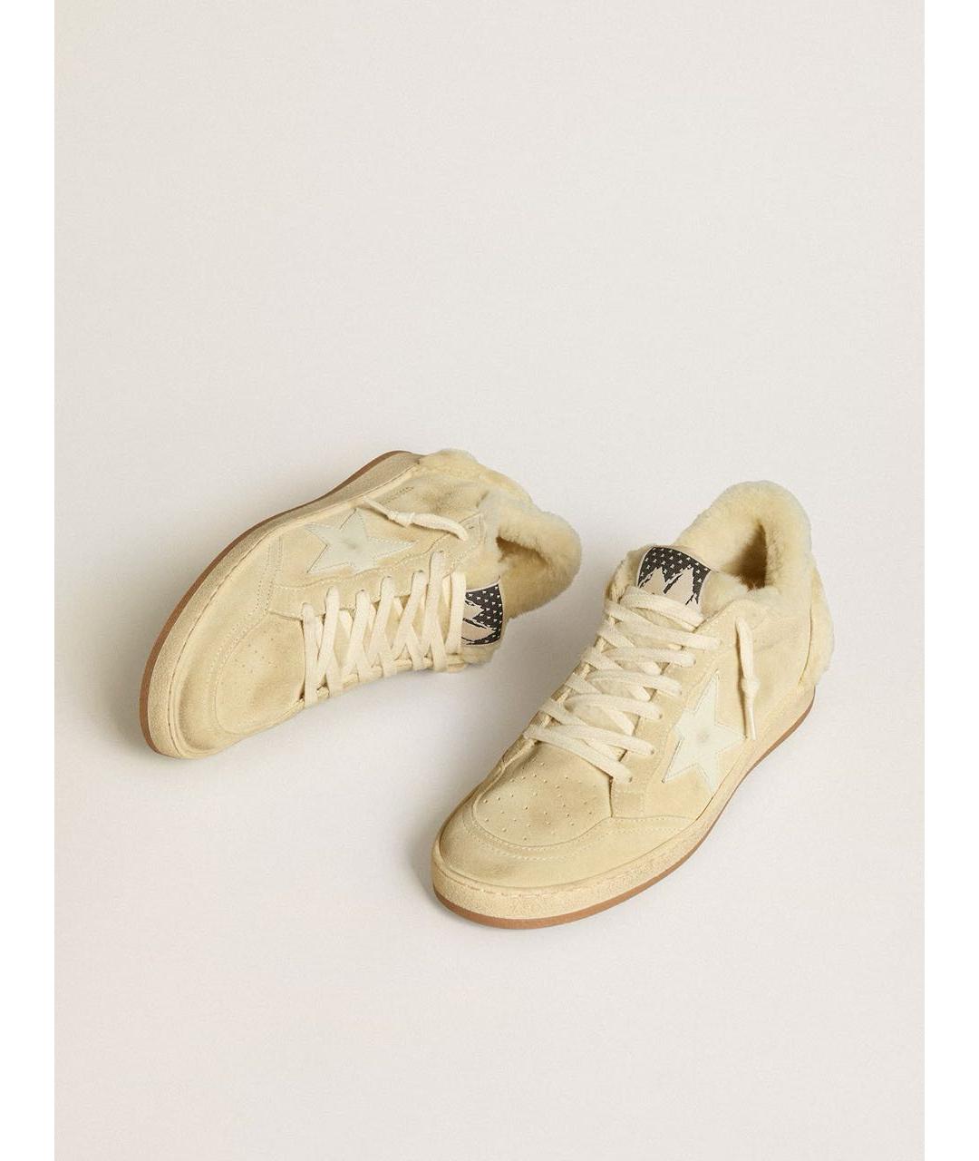 GOLDEN GOOSE DELUXE BRAND Бежевые кожаные кроссовки, фото 2