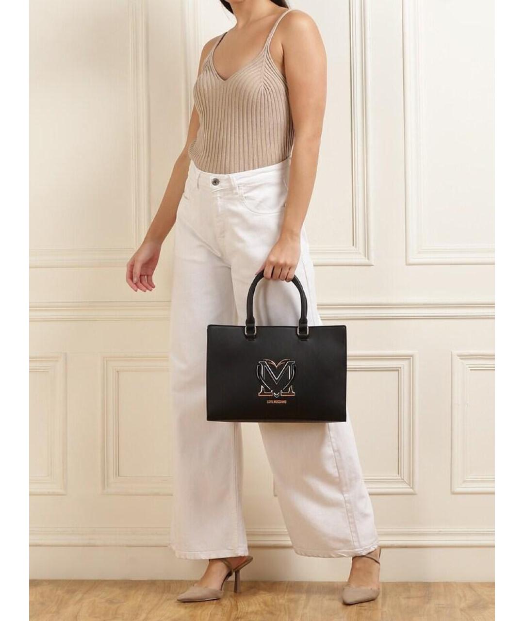 LOVE MOSCHINO Черная сумка тоут из искусственной кожи, фото 6