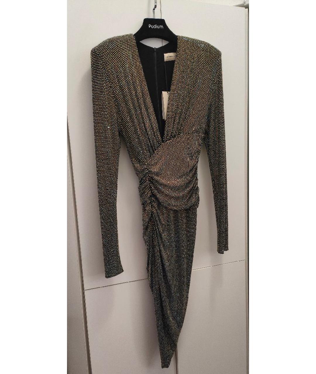 ALEXANDRE VAUTHIER Золотое вискозное вечернее платье, фото 8