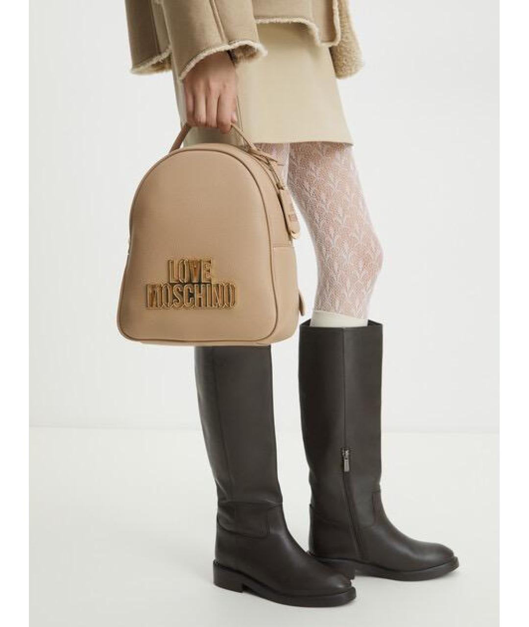 LOVE MOSCHINO Бежевый рюкзак из искусственной кожи, фото 5
