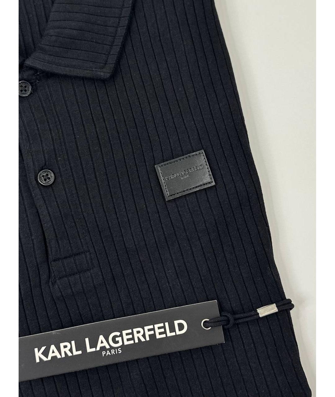 KARL LAGERFELD Черное хлопко-полиэстеровое поло с коротким рукавом, фото 3
