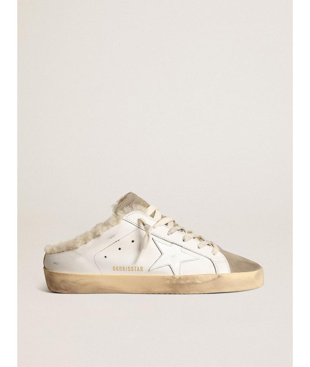 GOLDEN GOOSE DELUXE BRAND Белые кожаные мюли, фото 6