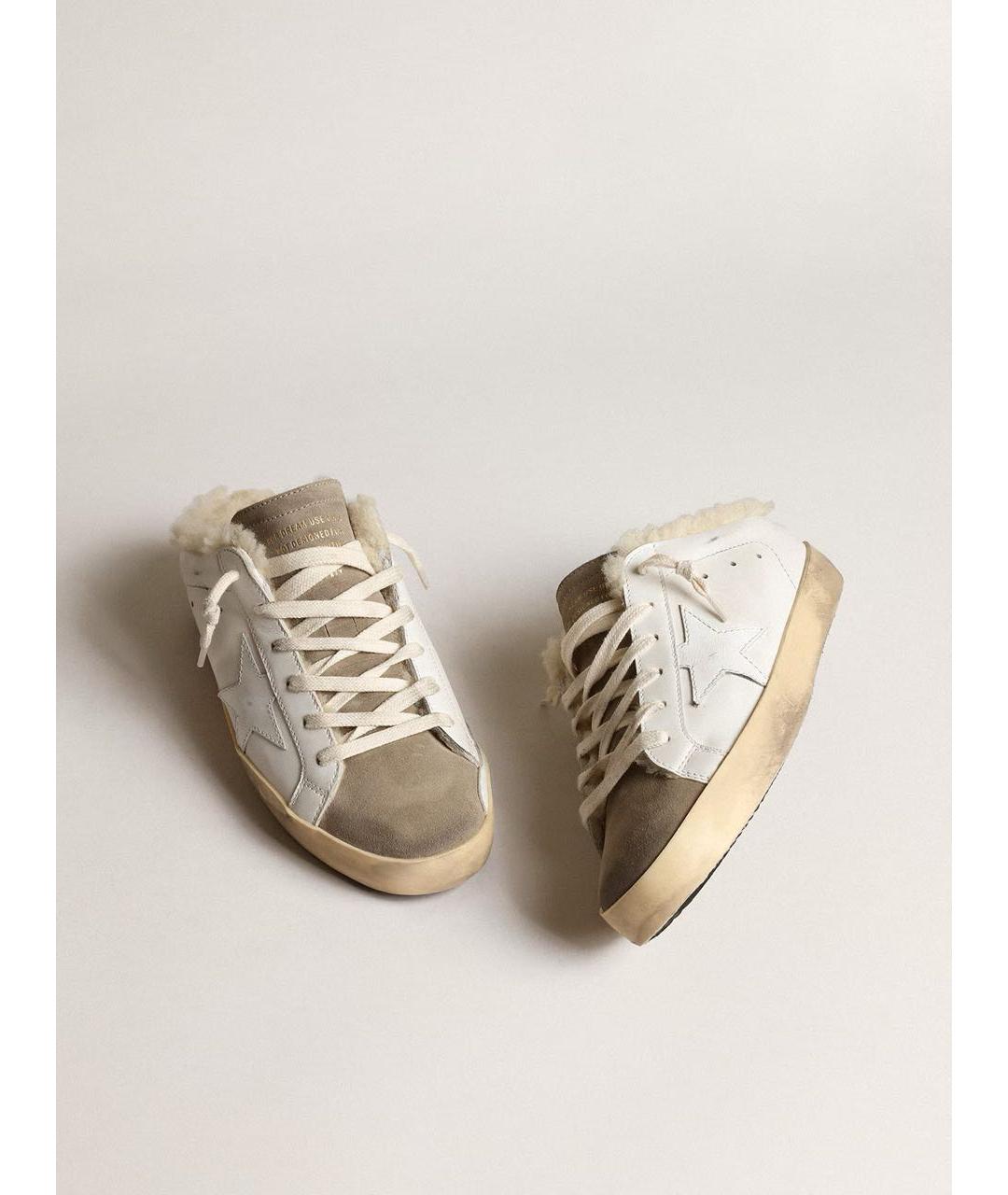 GOLDEN GOOSE DELUXE BRAND Белые кожаные мюли, фото 2