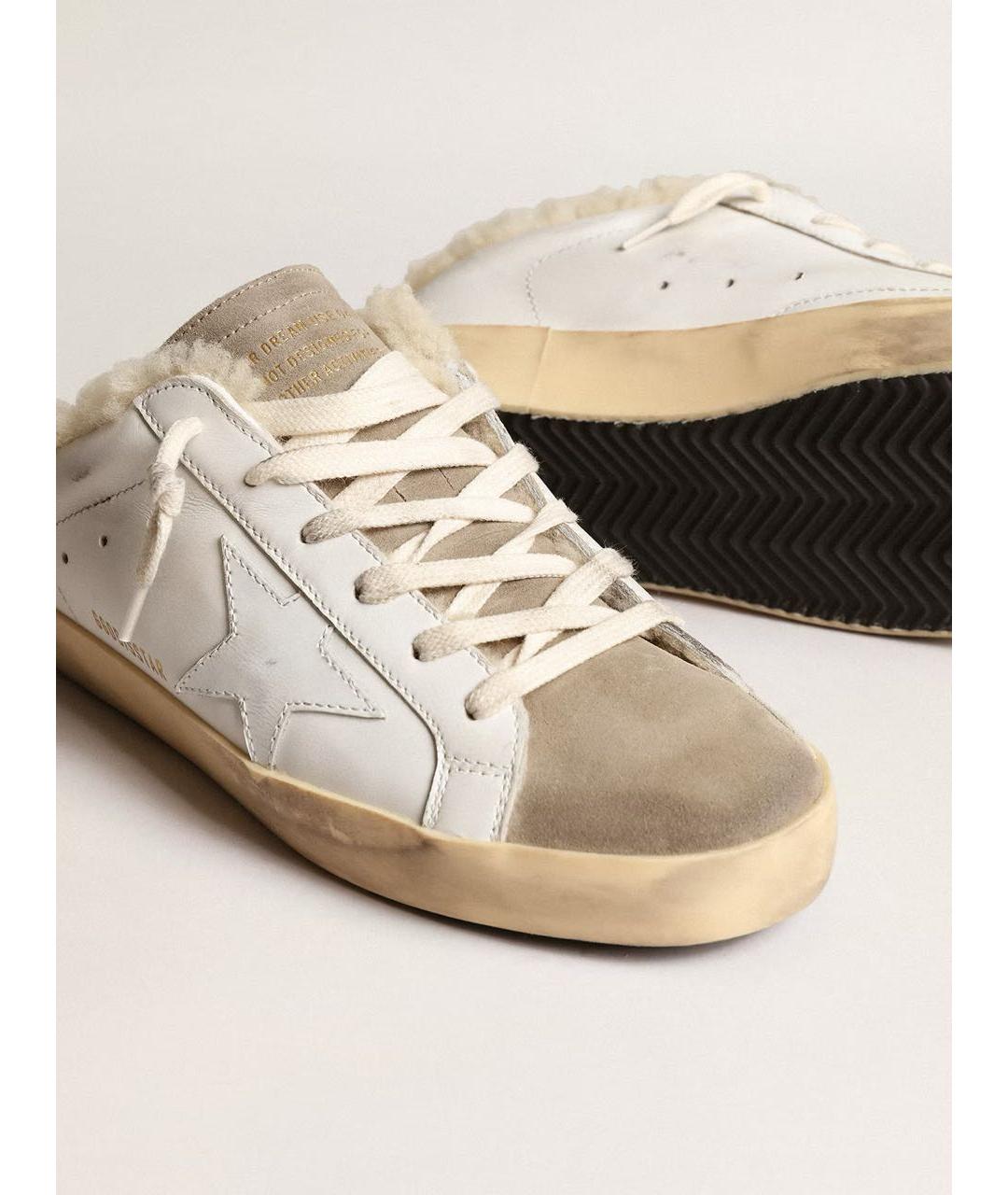 GOLDEN GOOSE DELUXE BRAND Белые кожаные мюли, фото 4