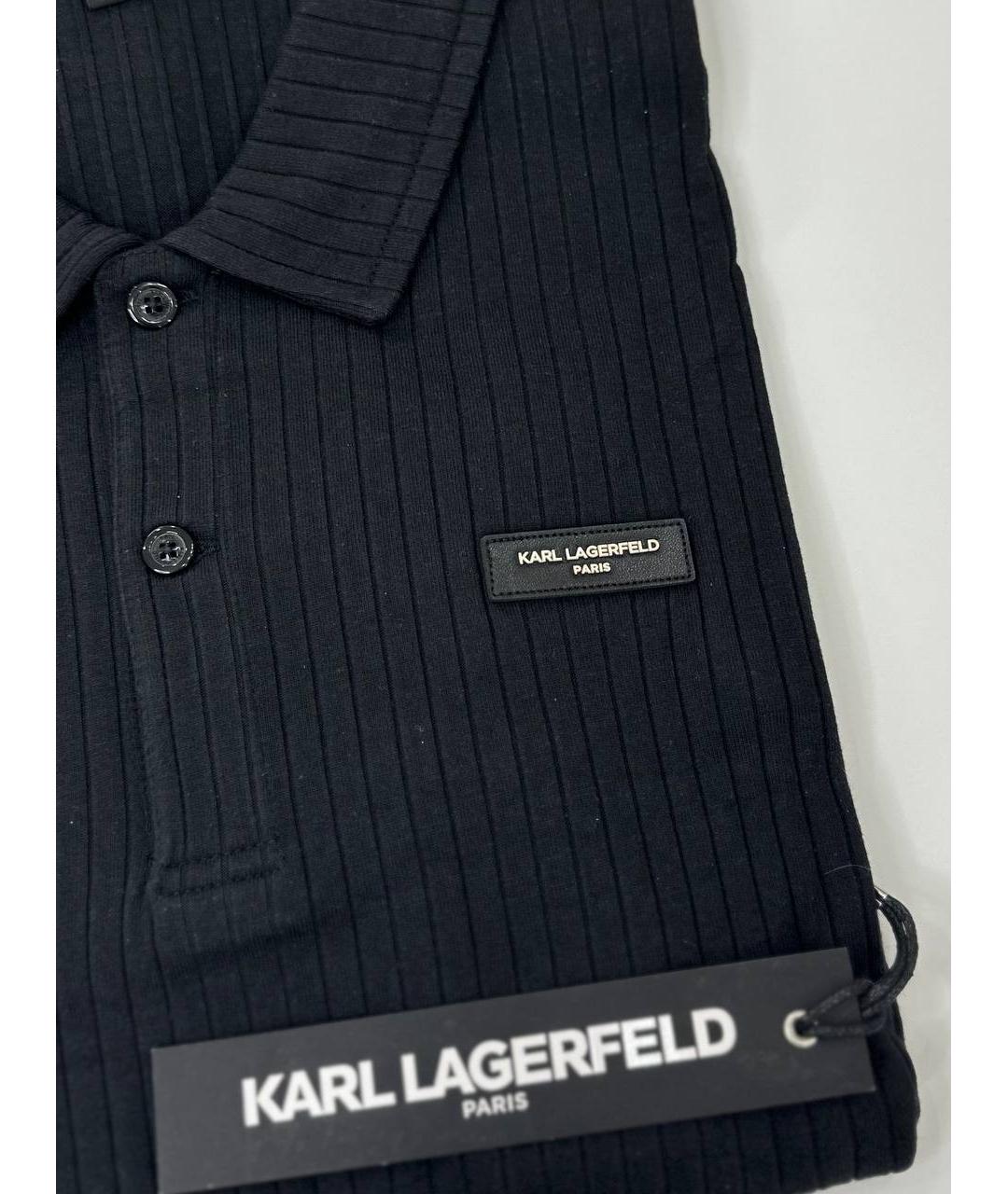 KARL LAGERFELD Черное хлопко-полиэстеровое поло с коротким рукавом, фото 3