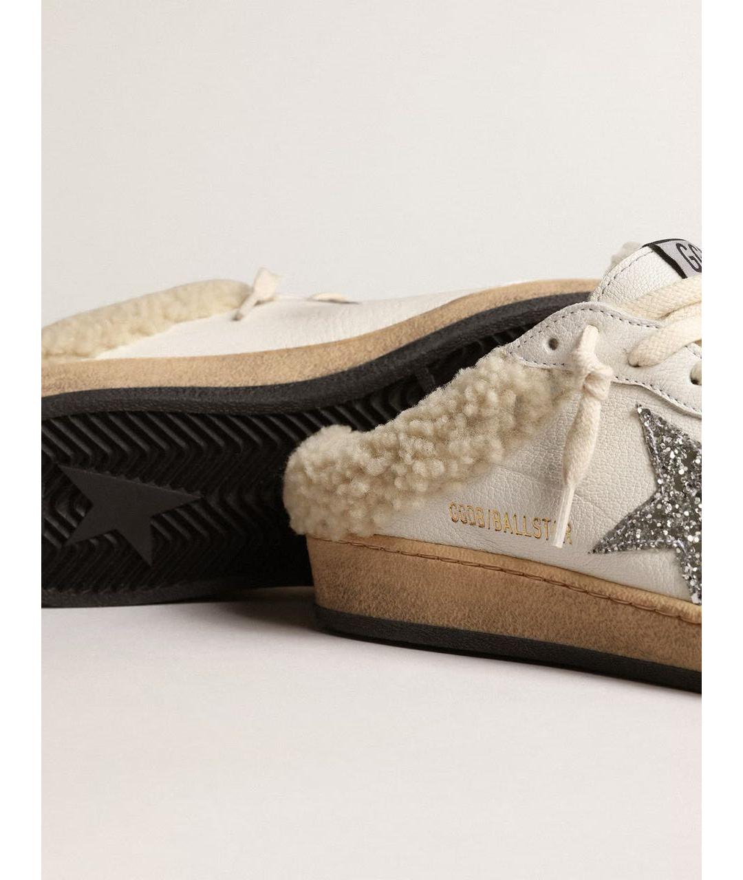 GOLDEN GOOSE DELUXE BRAND Белые кожаные мюли, фото 3