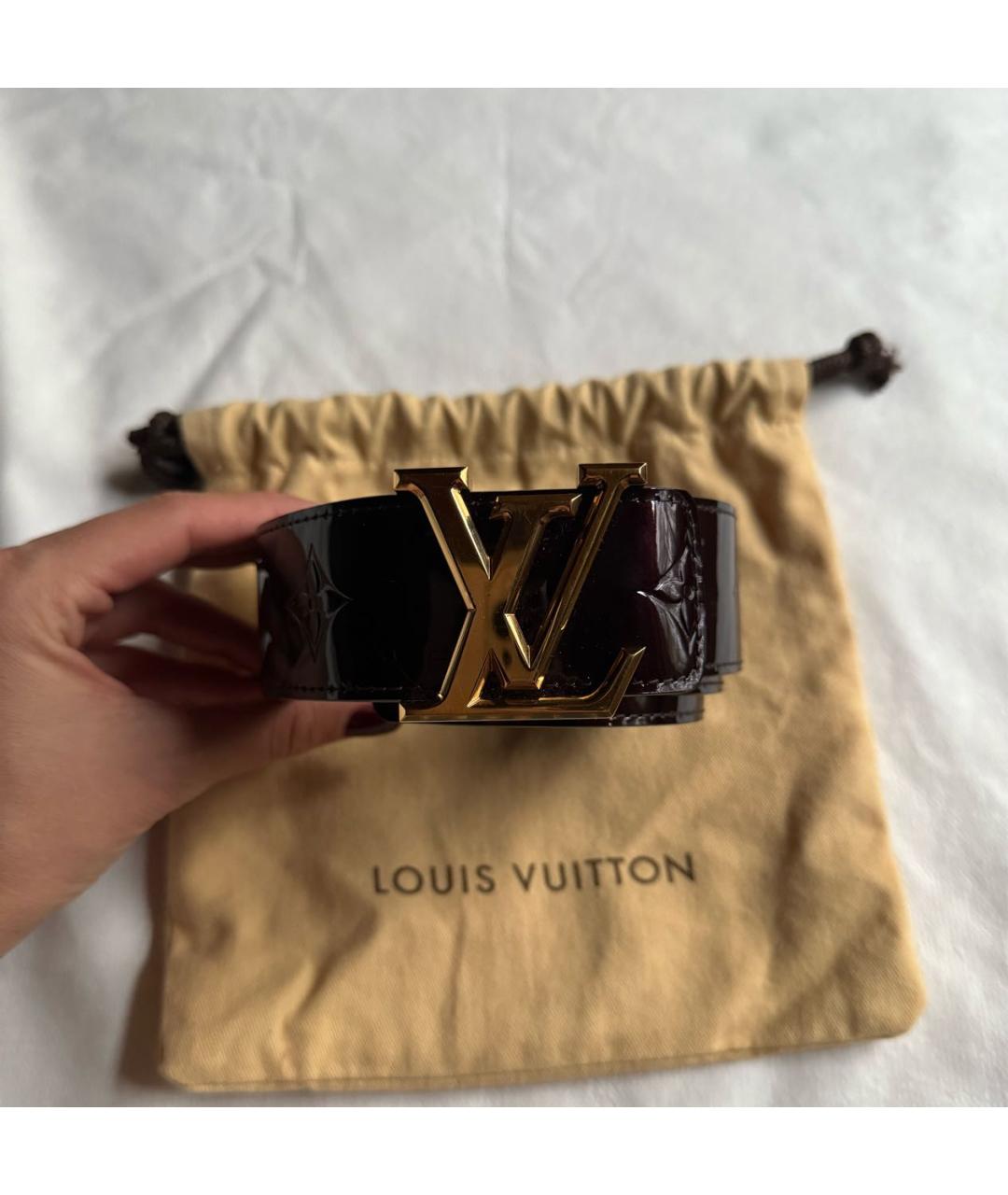 LOUIS VUITTON Бордовый ремень из лакированной кожи, фото 4