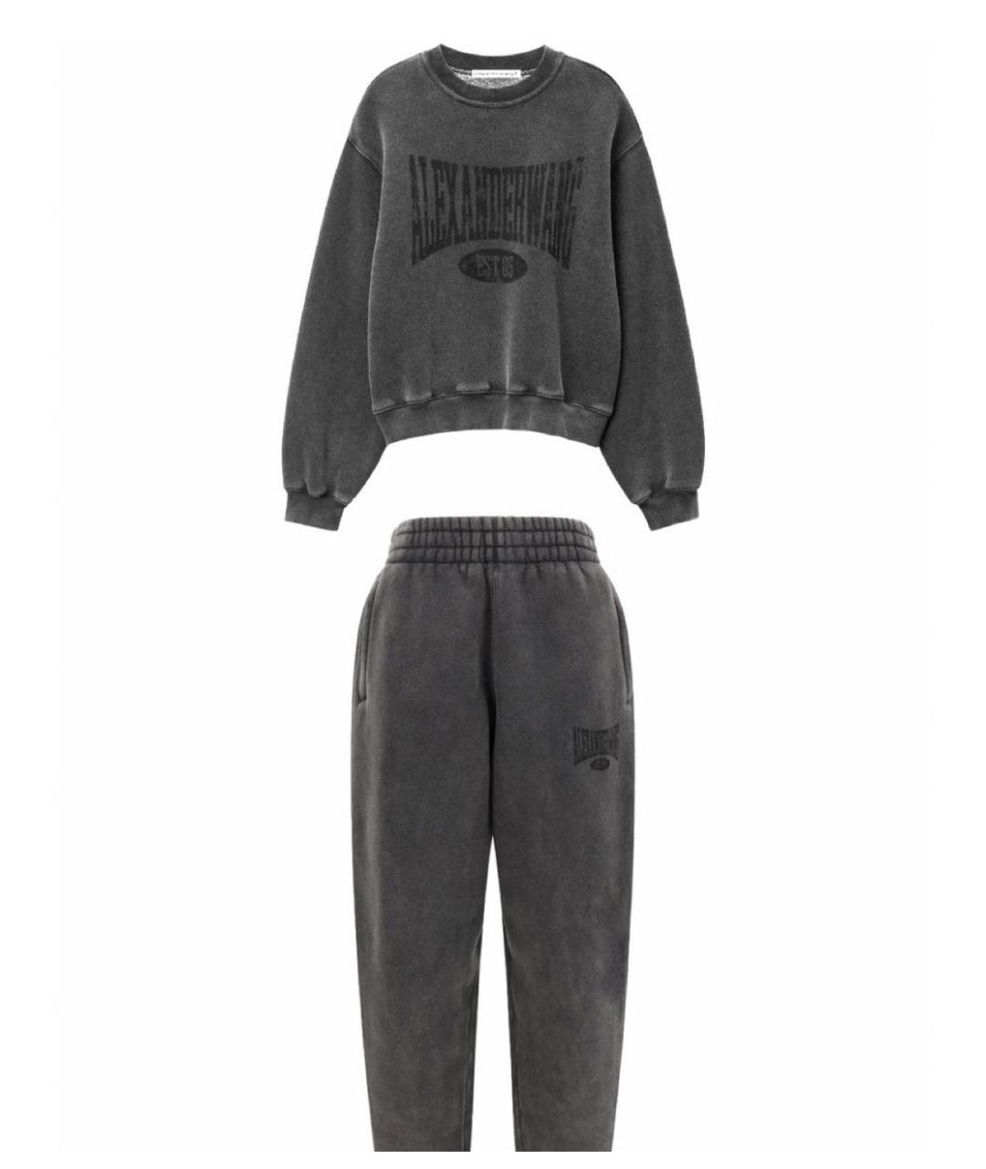 ALEXANDER WANG Антрацитовый хлопковый костюм с брюками, фото 1