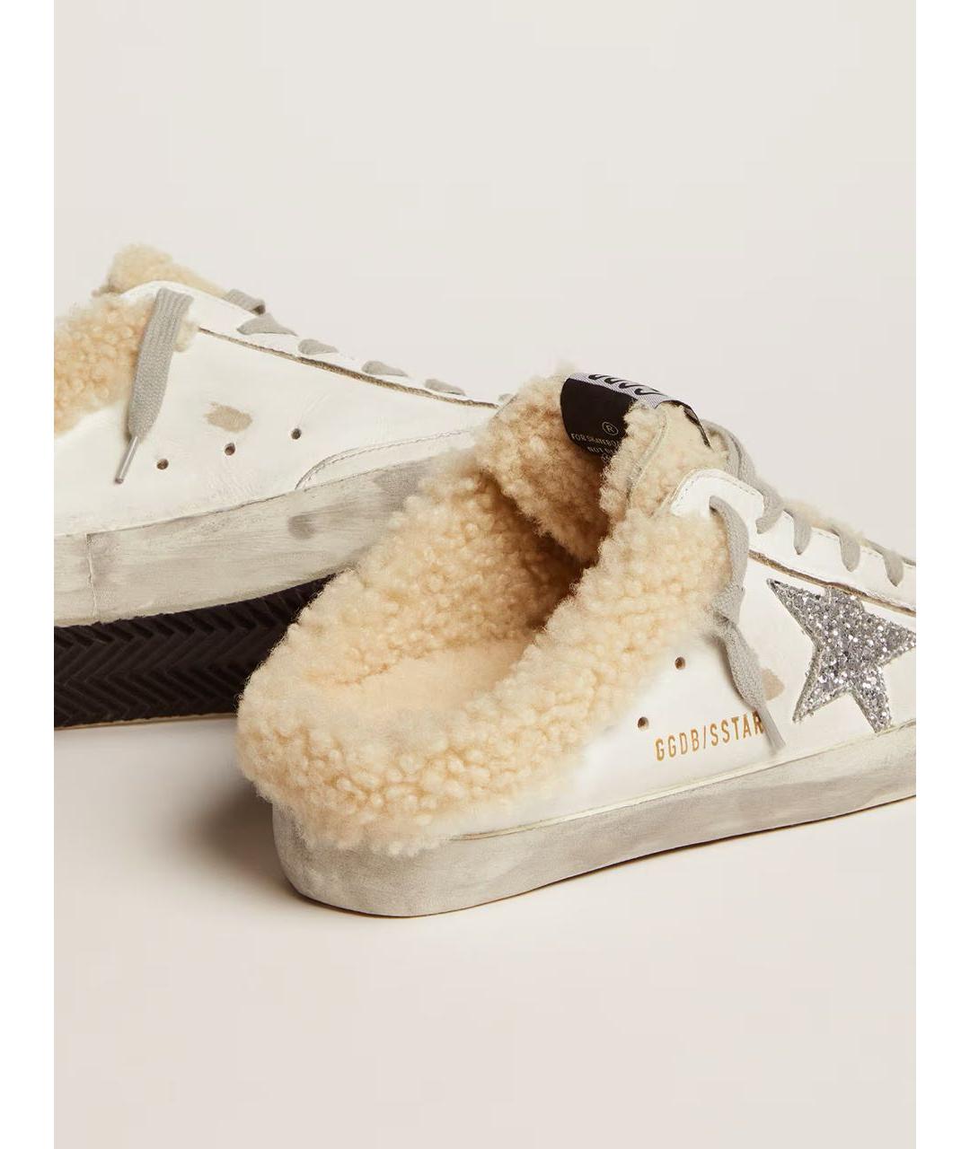 GOLDEN GOOSE DELUXE BRAND Белые кожаные мюли, фото 3