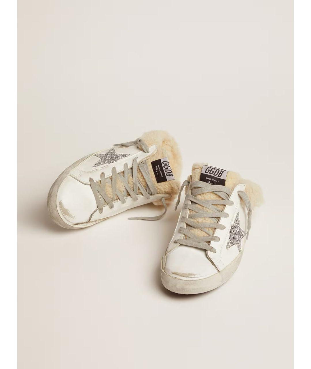 GOLDEN GOOSE DELUXE BRAND Белые кожаные мюли, фото 2