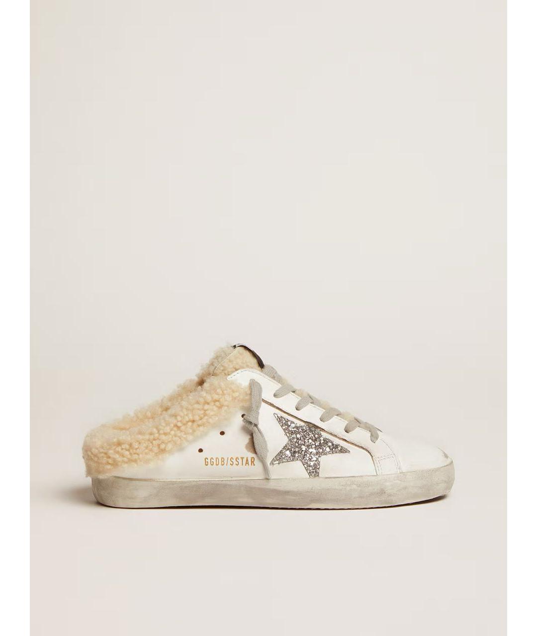 GOLDEN GOOSE DELUXE BRAND Белые кожаные мюли, фото 5