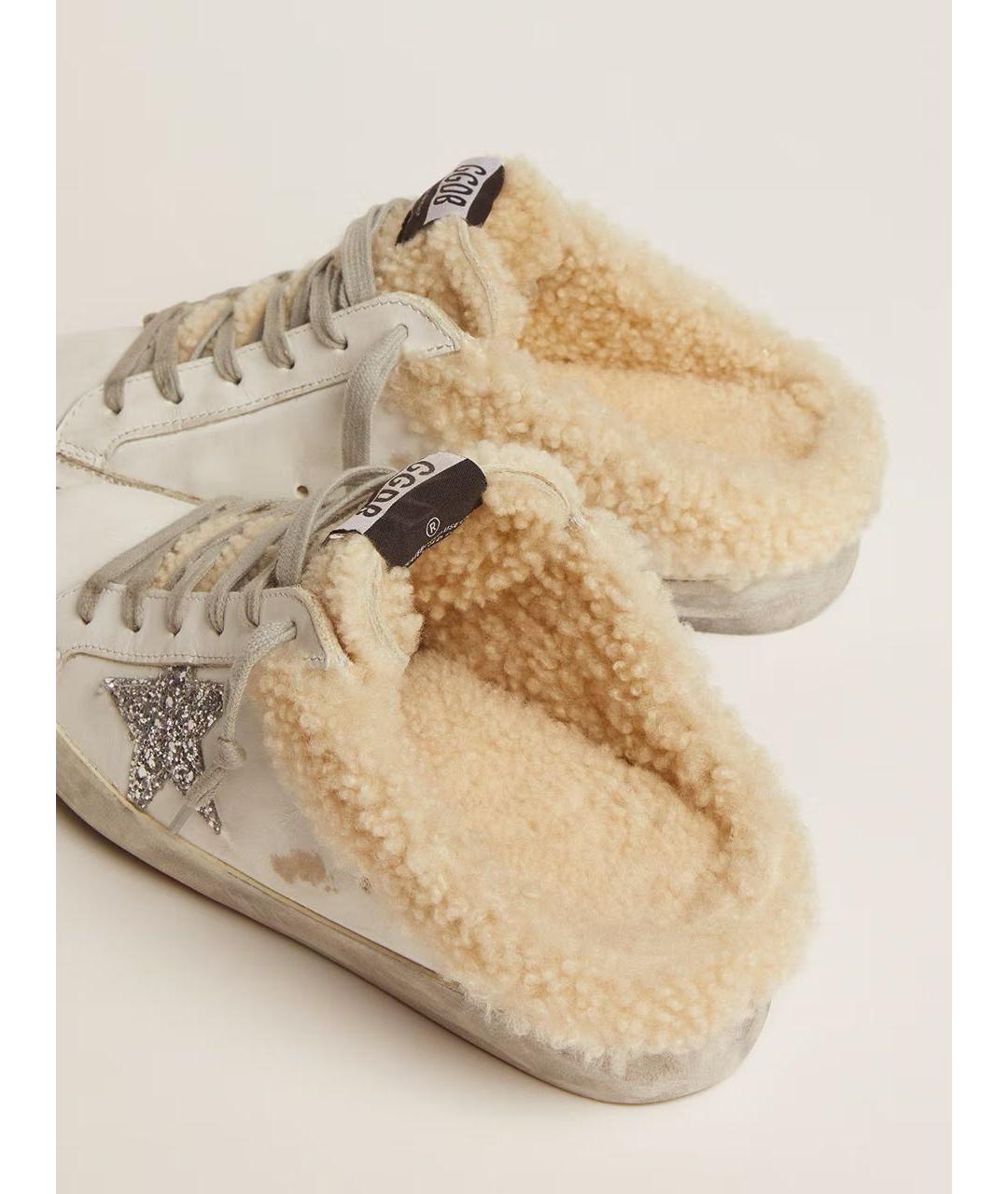 GOLDEN GOOSE DELUXE BRAND Белые кожаные мюли, фото 4