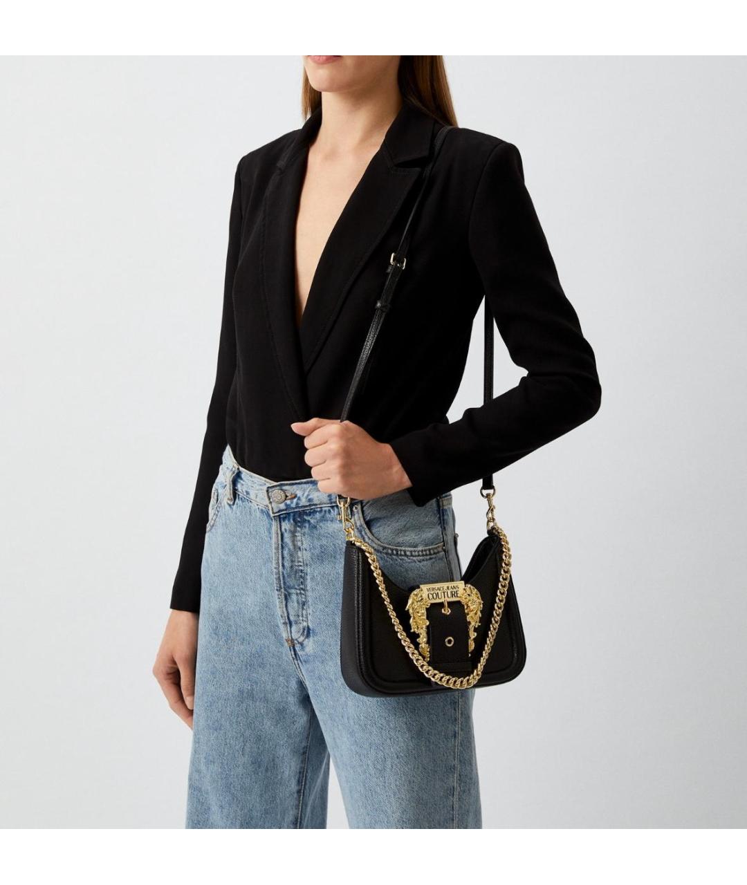 VERSACE JEANS COUTURE Черная сумка через плечо из искусственной кожи, фото 5