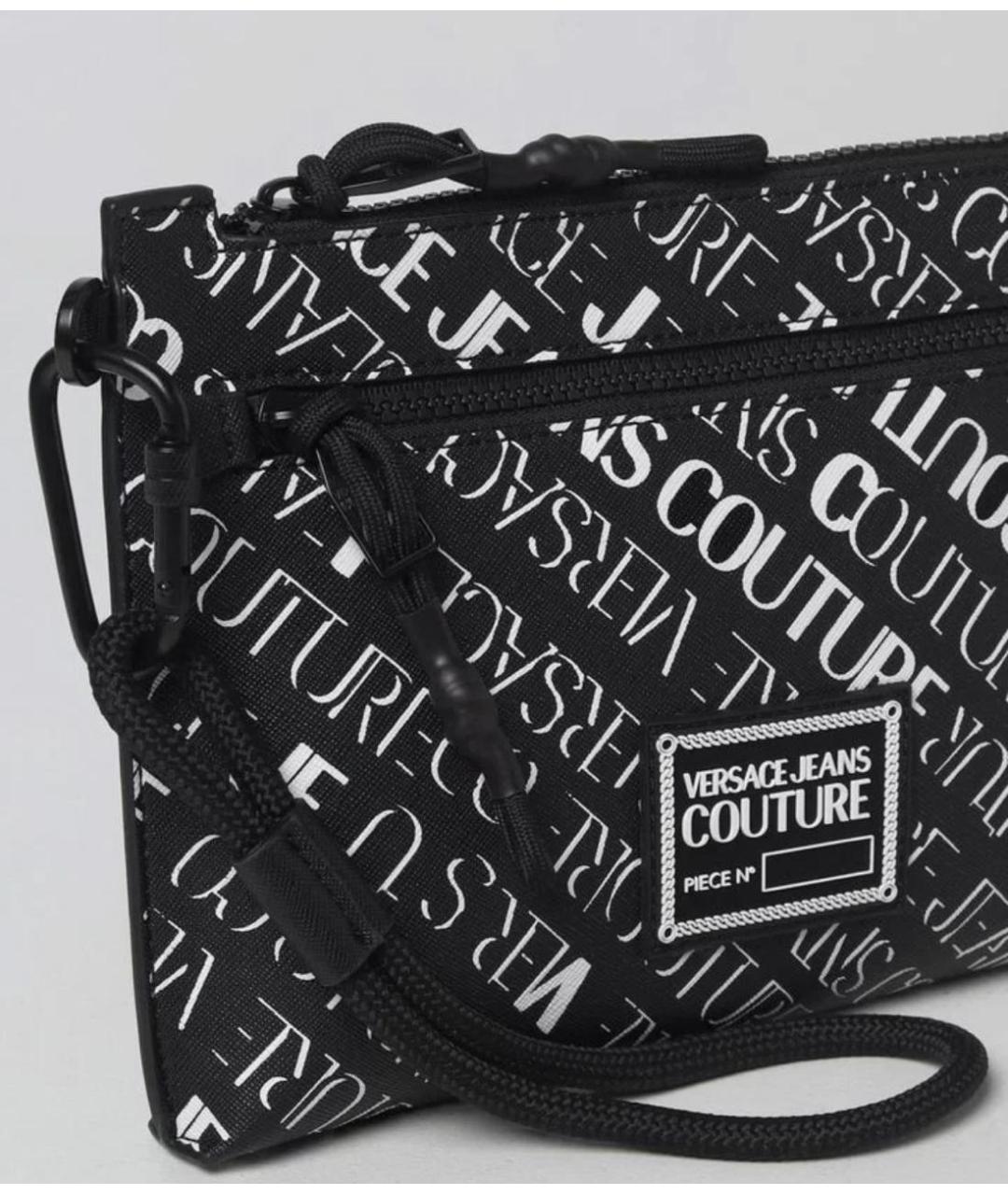 VERSACE JEANS COUTURE Черная барсетка из искусственной кожи, фото 2