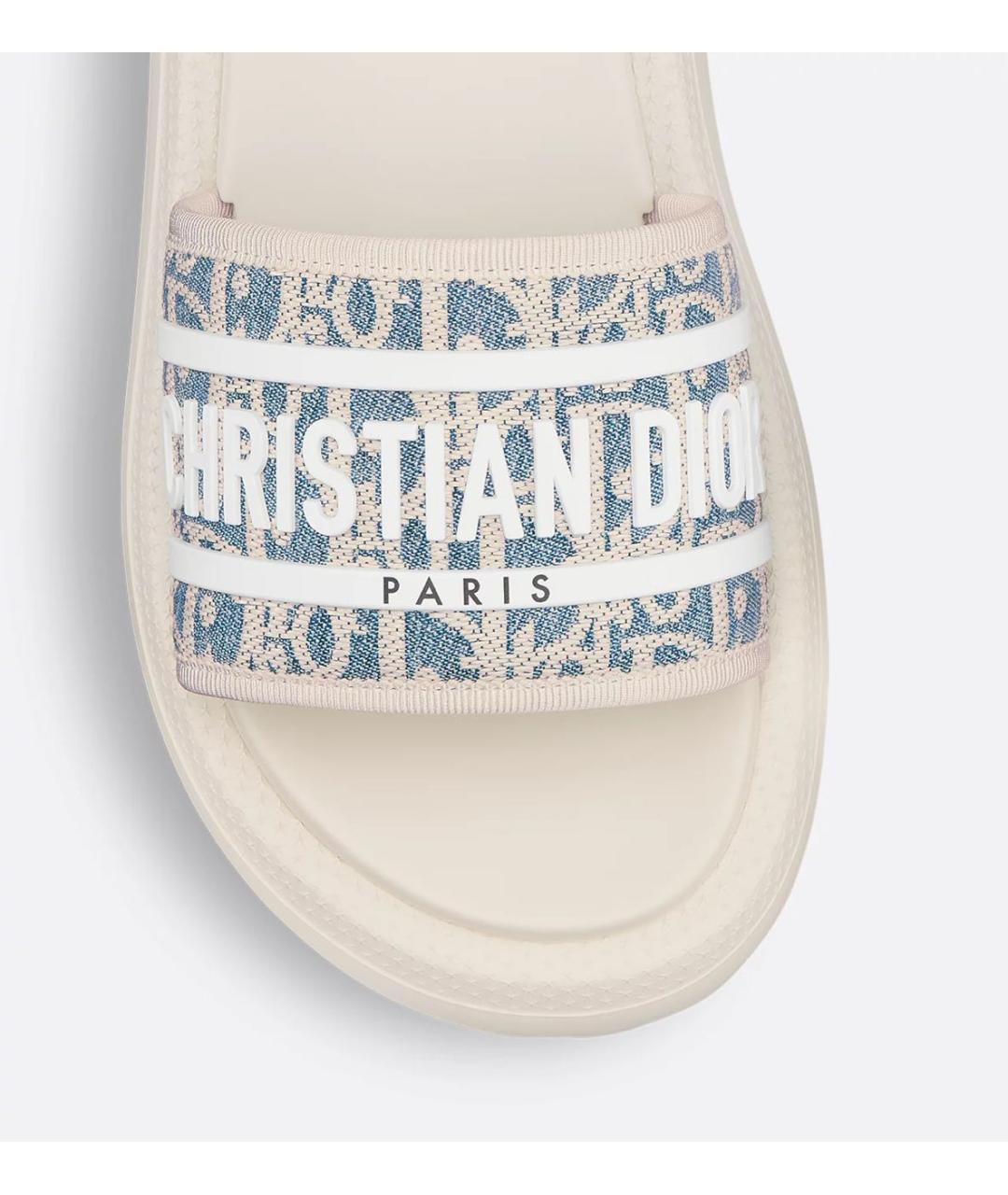 CHRISTIAN DIOR Белые текстильные шлепанцы, фото 5
