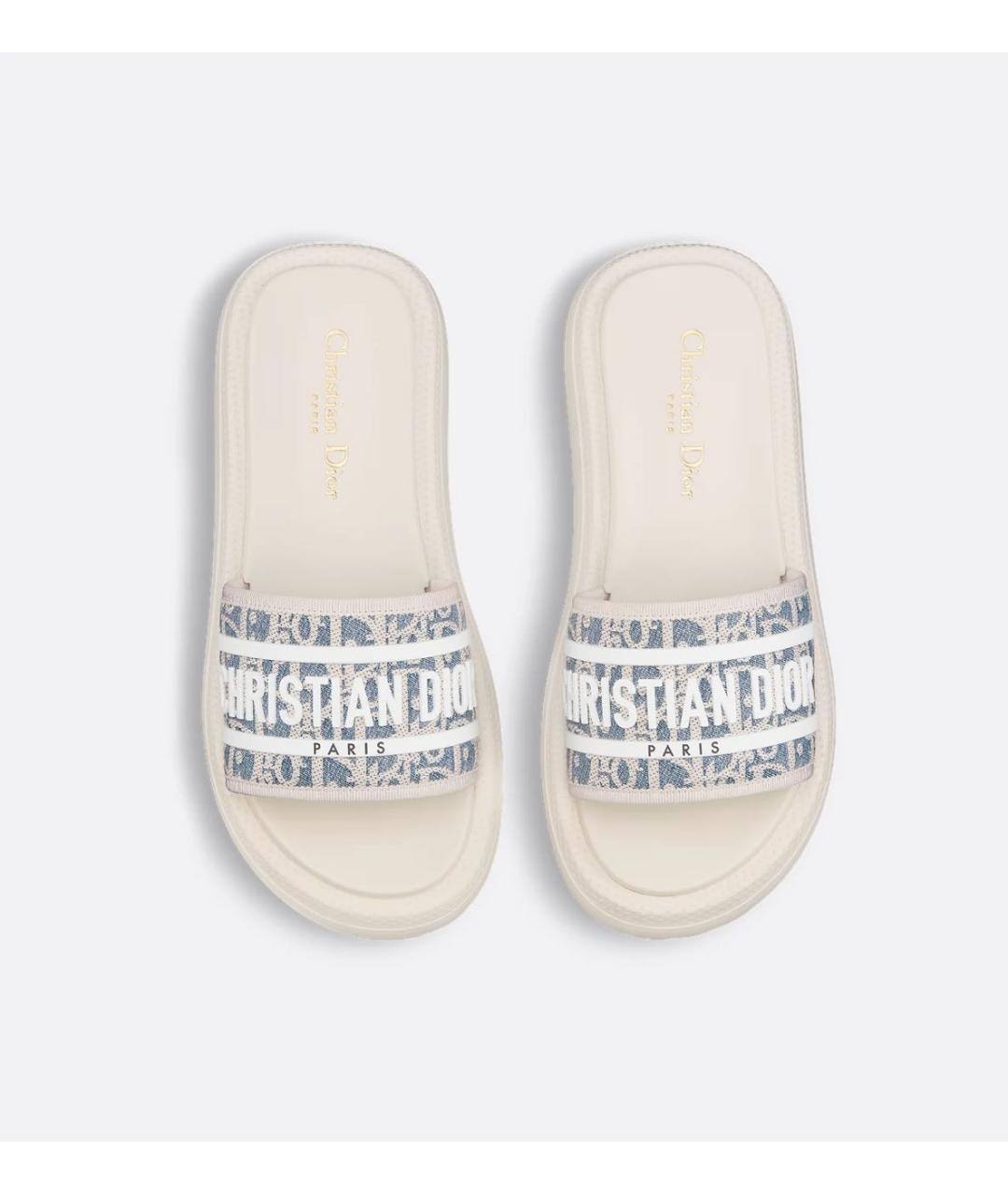 CHRISTIAN DIOR Белые текстильные шлепанцы, фото 4