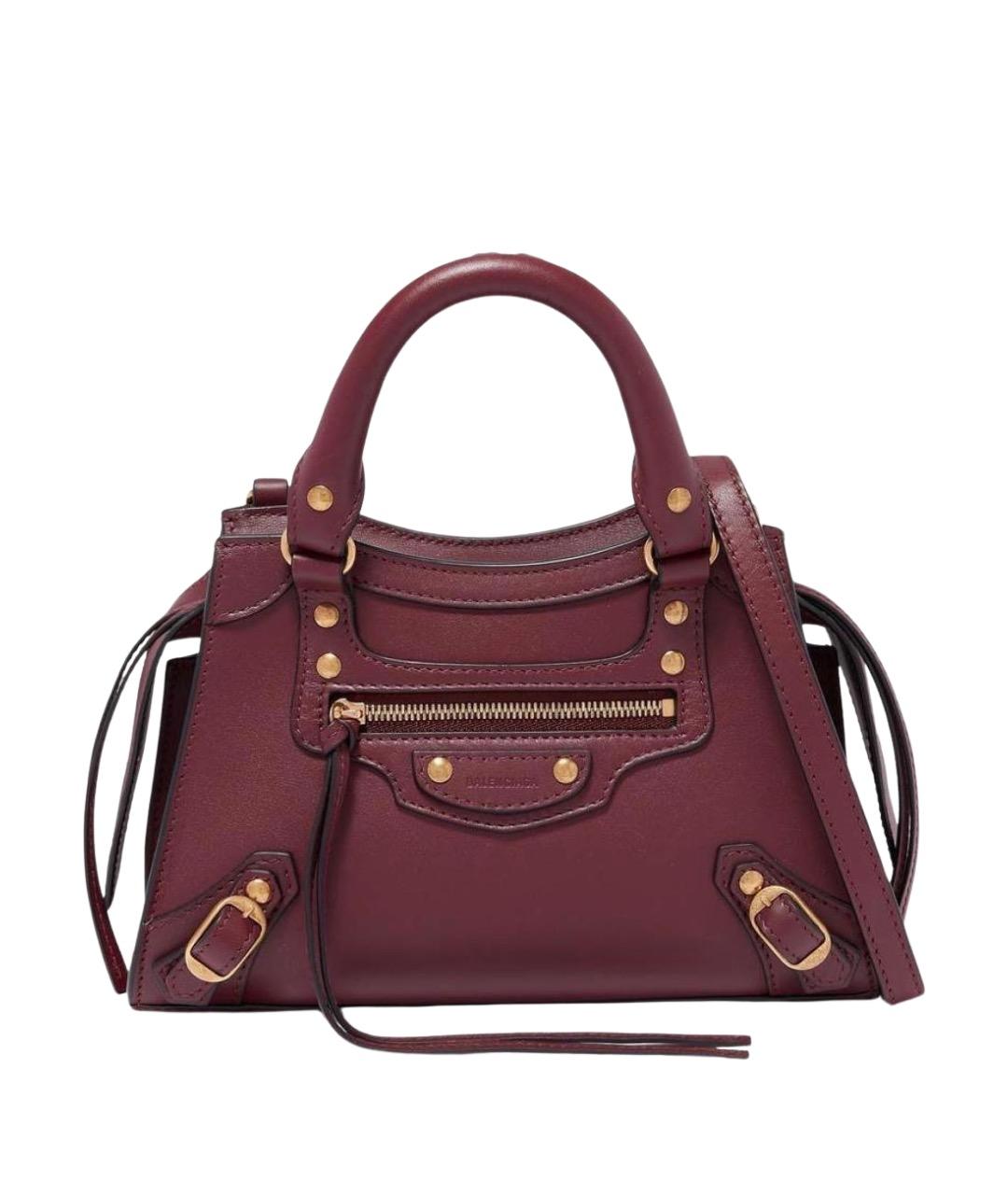 BALENCIAGA Бордовая кожаная сумка через плечо, фото 1