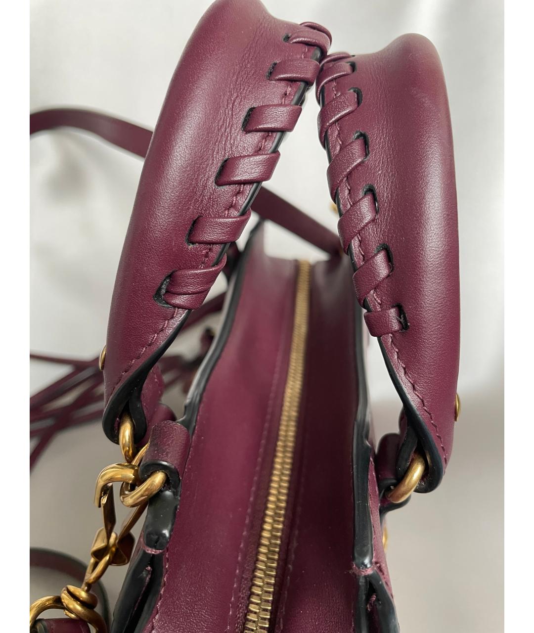 BALENCIAGA Бордовая кожаная сумка через плечо, фото 3