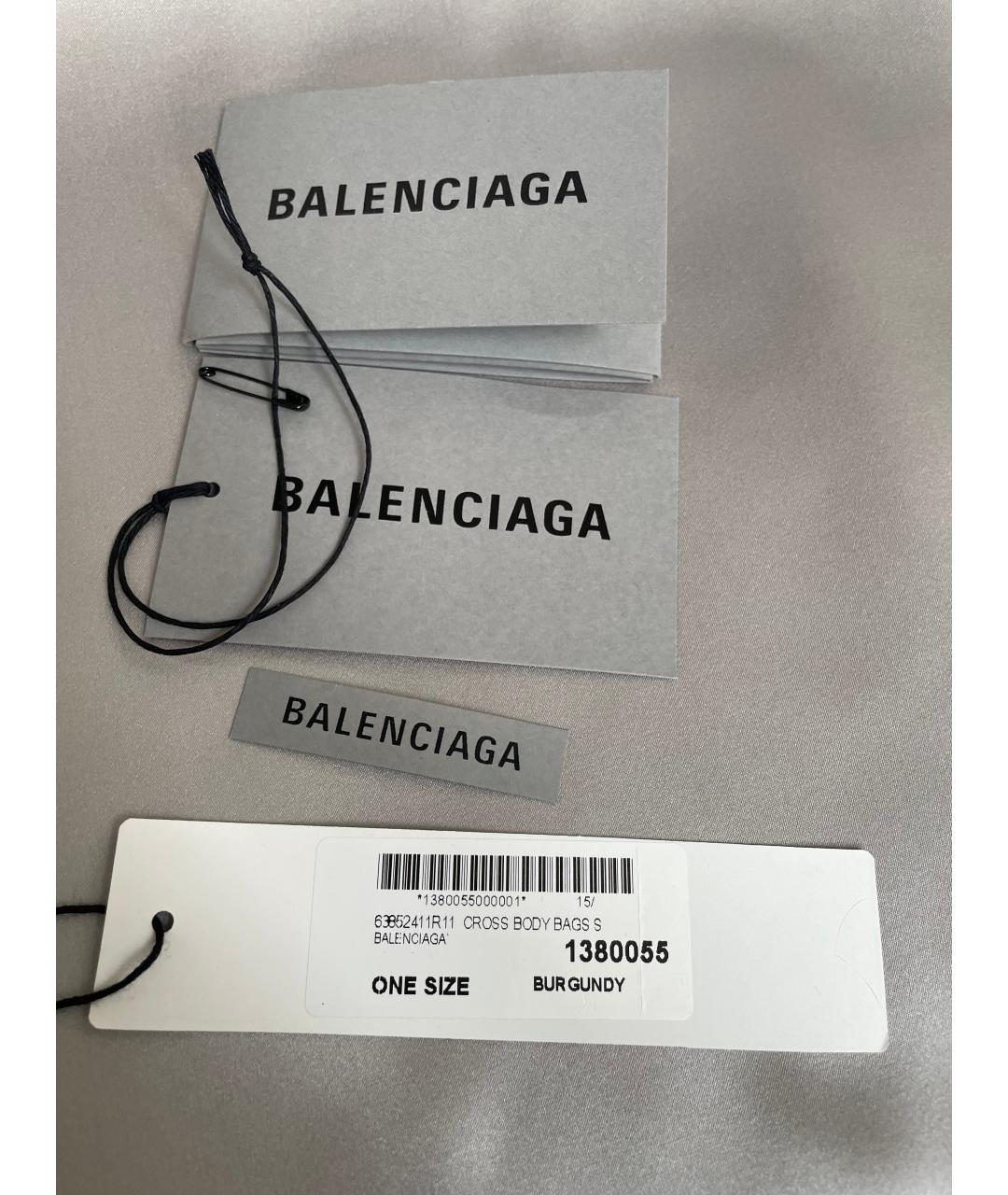 BALENCIAGA Бордовая кожаная сумка через плечо, фото 8