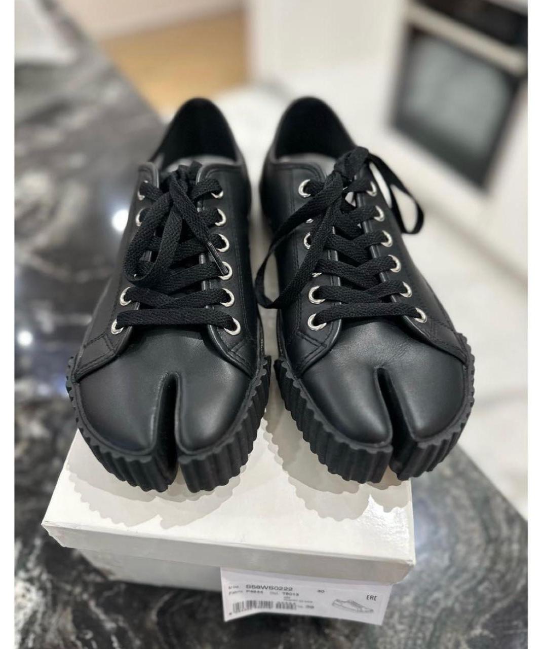 MAISON MARGIELA Черные кожаные кеды, фото 5