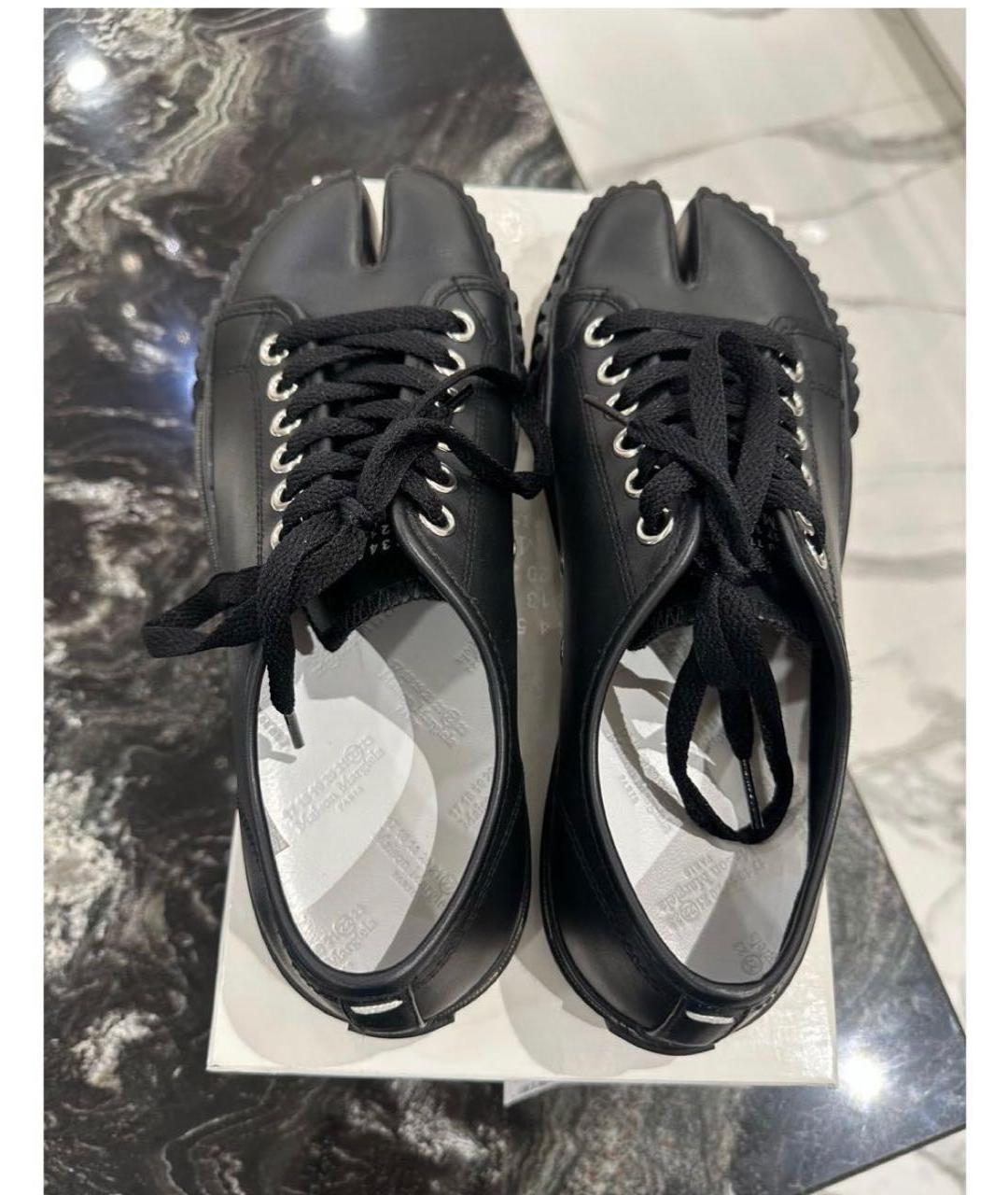 MAISON MARGIELA Черные кожаные кеды, фото 4