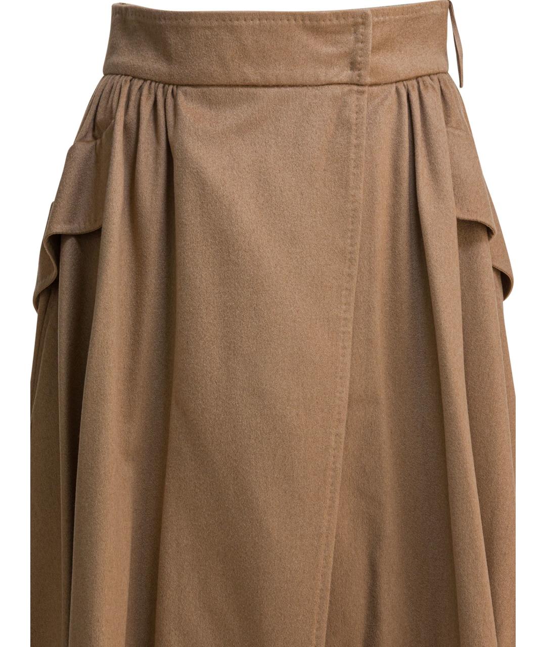 MAX MARA Коричневая шерстяная юбка миди, фото 3
