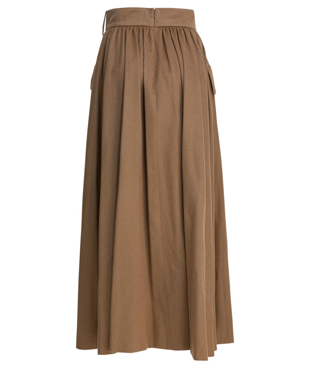 MAX MARA Коричневая шерстяная юбка миди, фото 2
