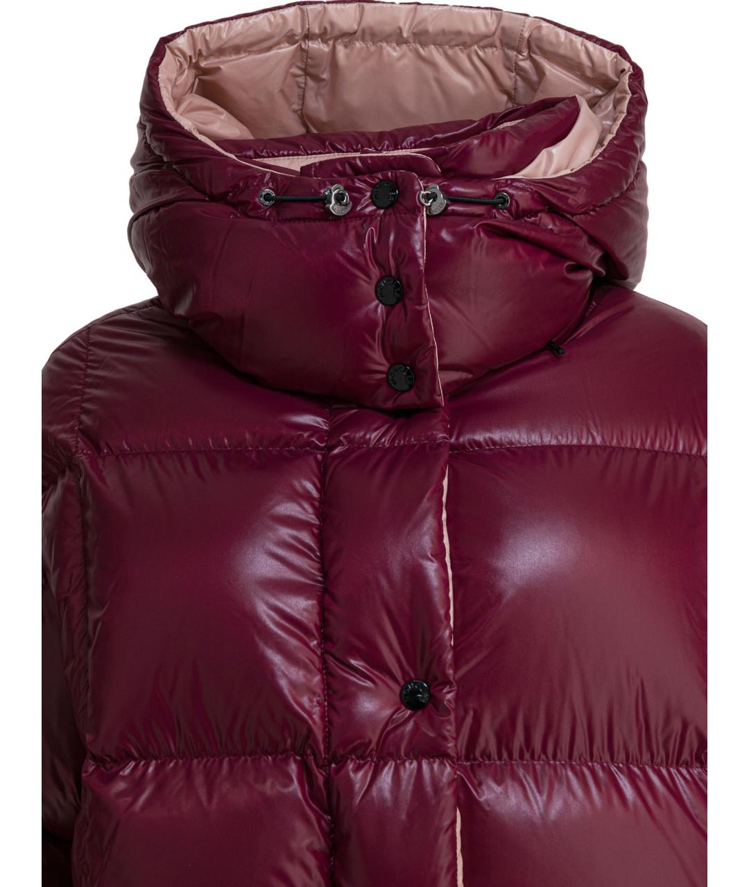 MONCLER Бордовый полиамидовый пуховик, фото 3