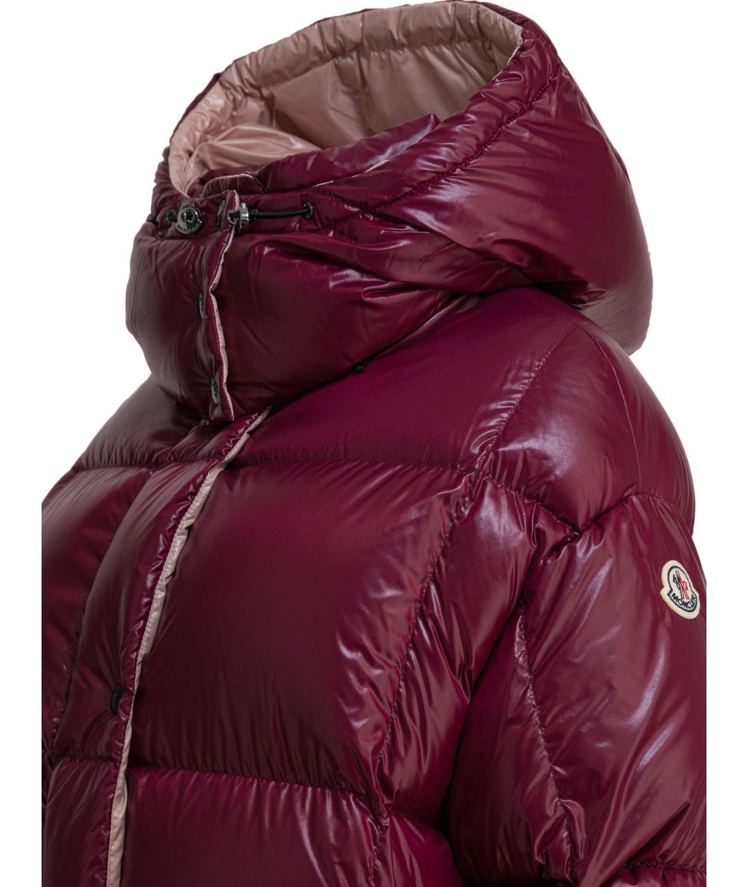 MONCLER Бордовый полиамидовый пуховик, фото 4