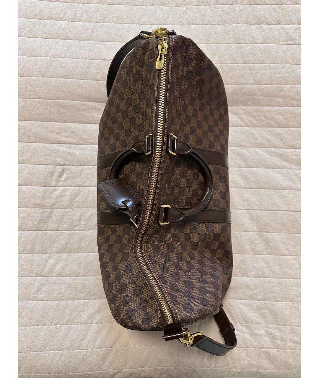 LOUIS VUITTON Коричневая кожаная дорожная/спортивная сумка, фото 3