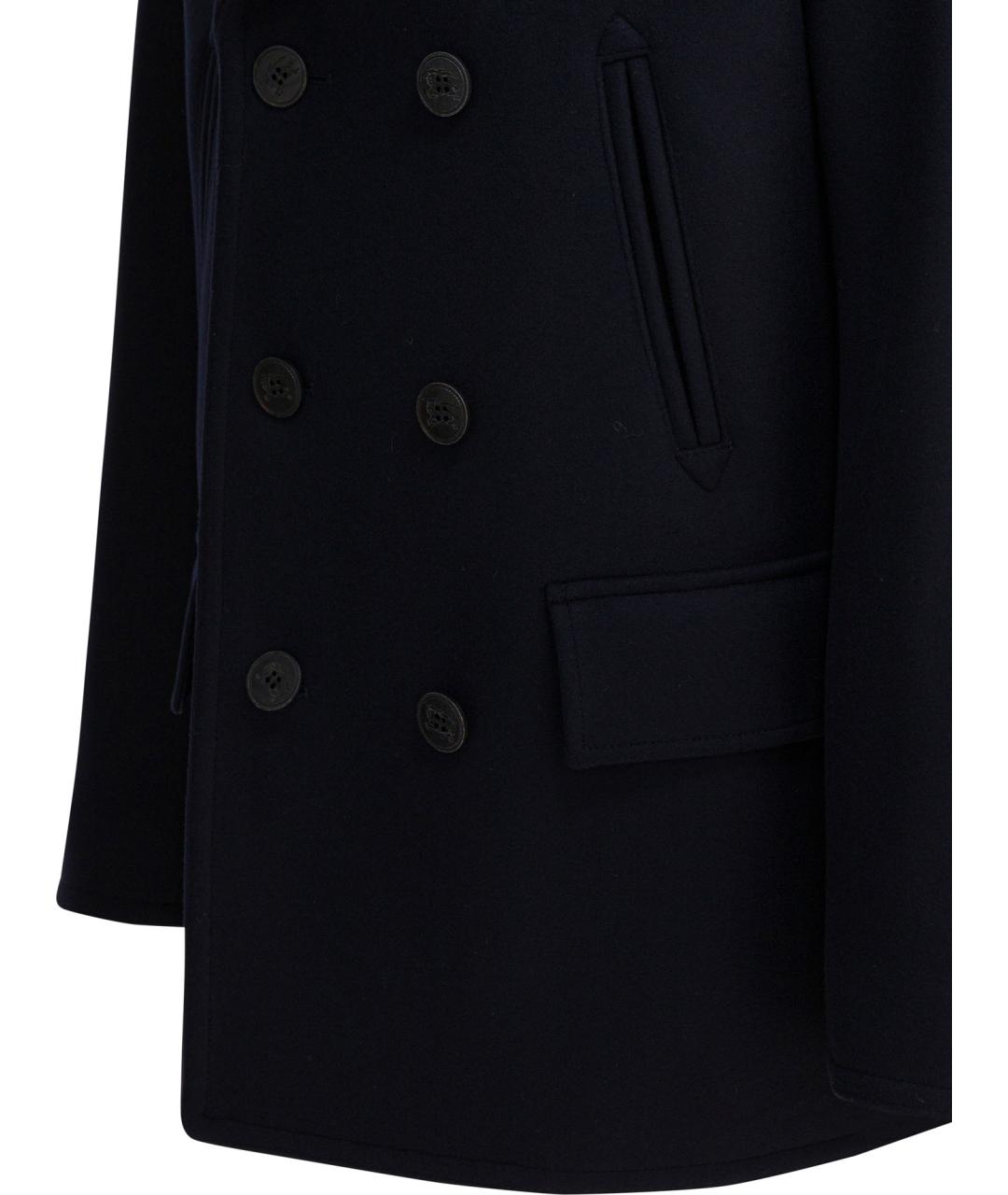 BURBERRY Темно-синее шерстяное пальто, фото 4