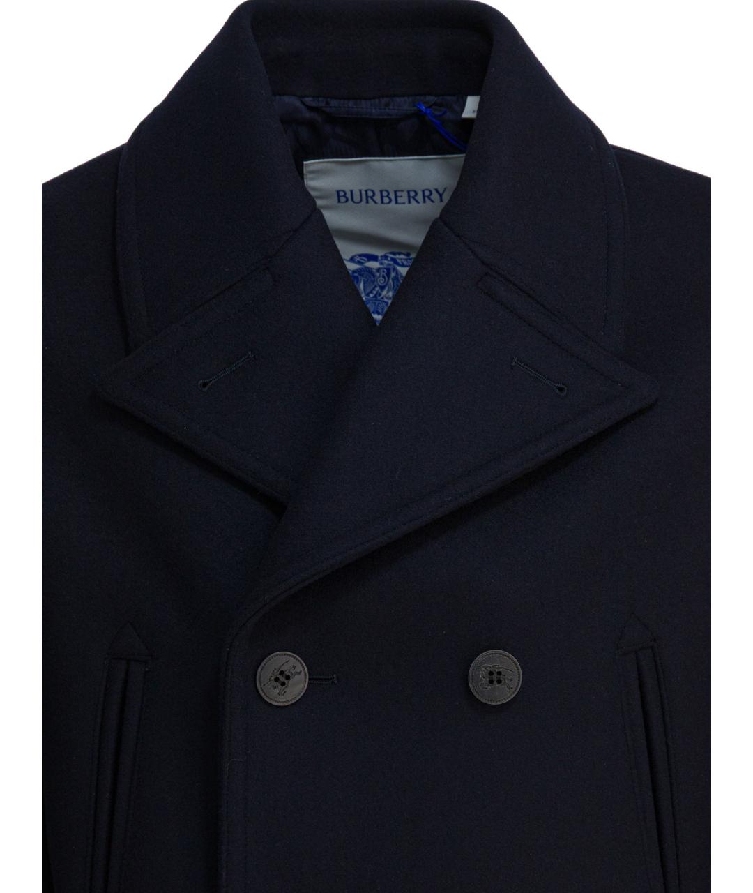 BURBERRY Темно-синее шерстяное пальто, фото 3