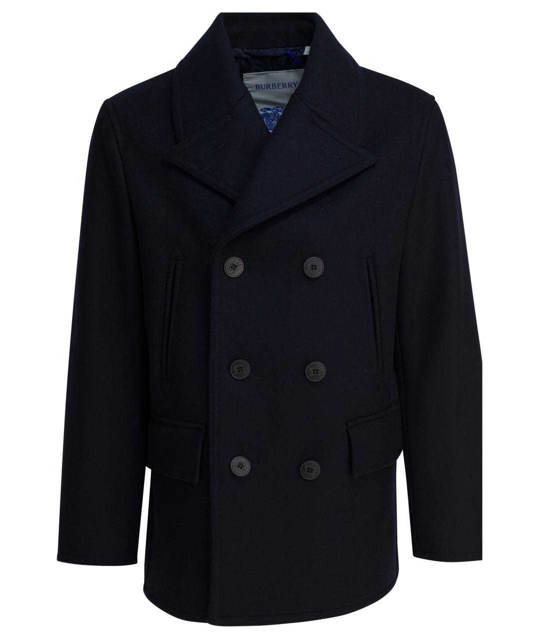 BURBERRY Темно-синее шерстяное пальто, фото 1