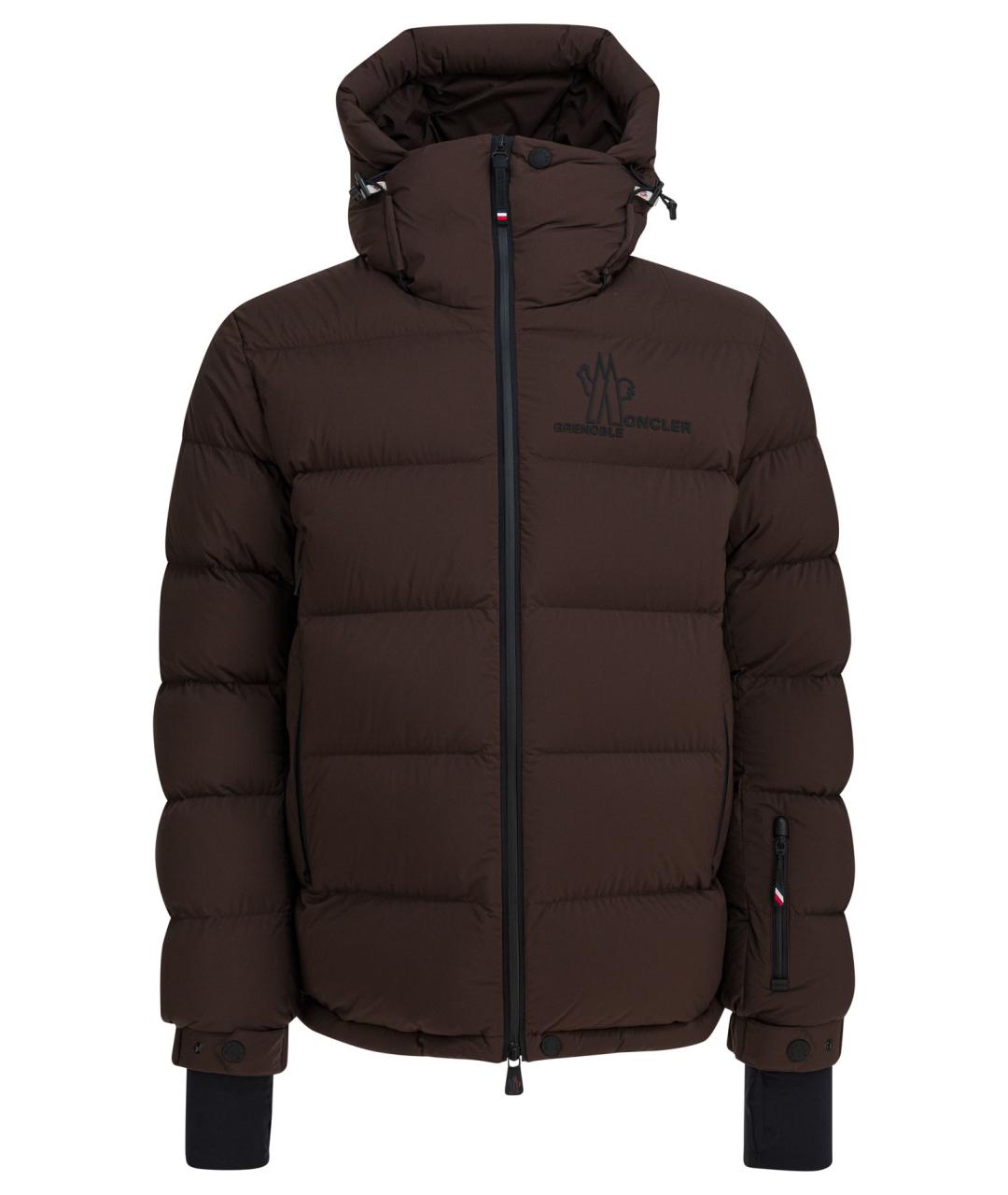 MONCLER GRENOBLE Коричневый полиамидовый пуховик, фото 1