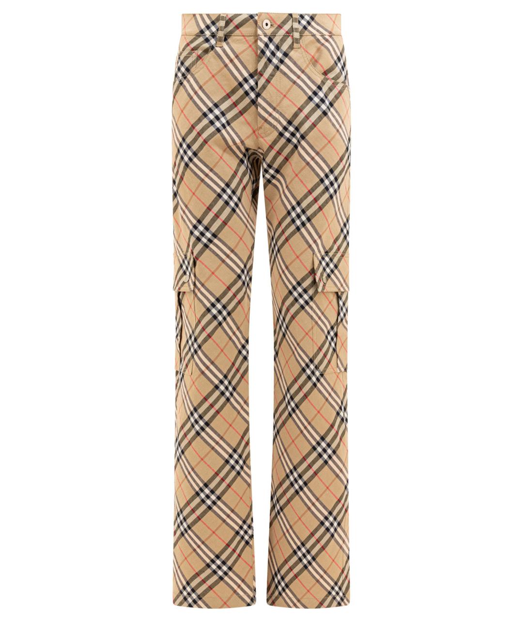 BURBERRY Бежевые хлопковые прямые брюки, фото 1