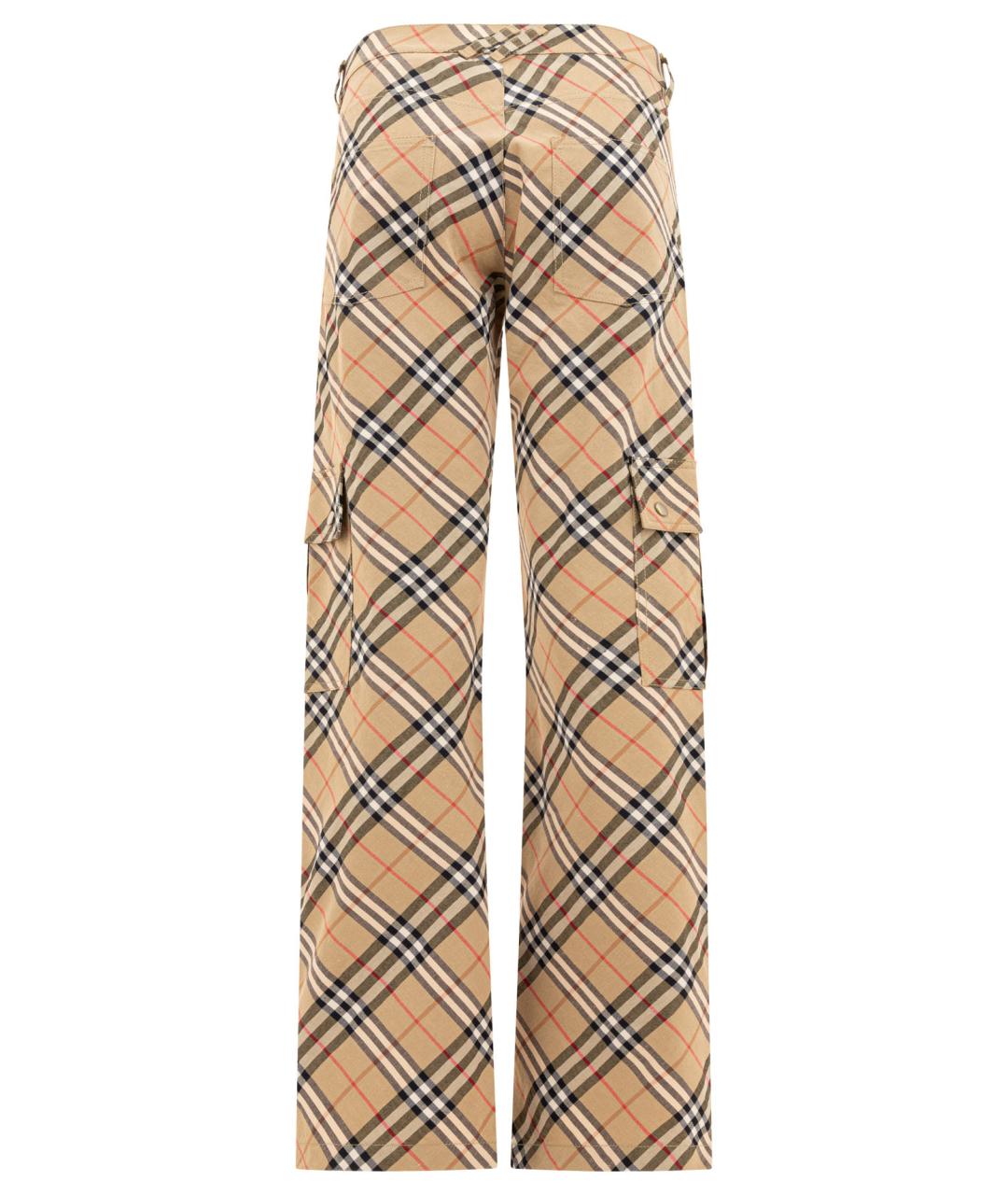 BURBERRY Бежевые хлопковые прямые брюки, фото 2