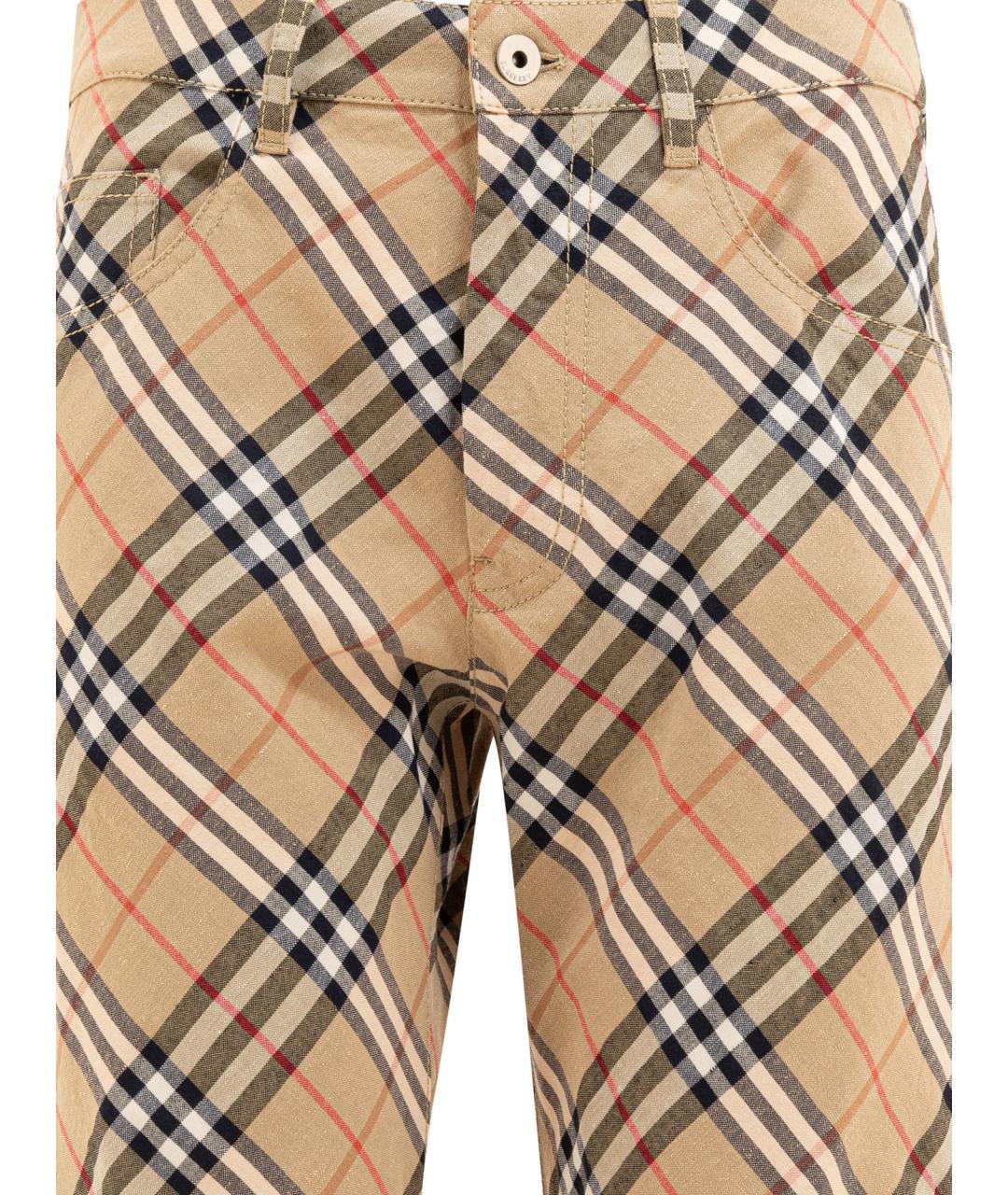BURBERRY Бежевые хлопковые прямые брюки, фото 3