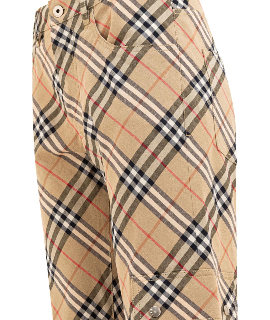 BURBERRY Бежевые хлопковые прямые брюки, фото 4