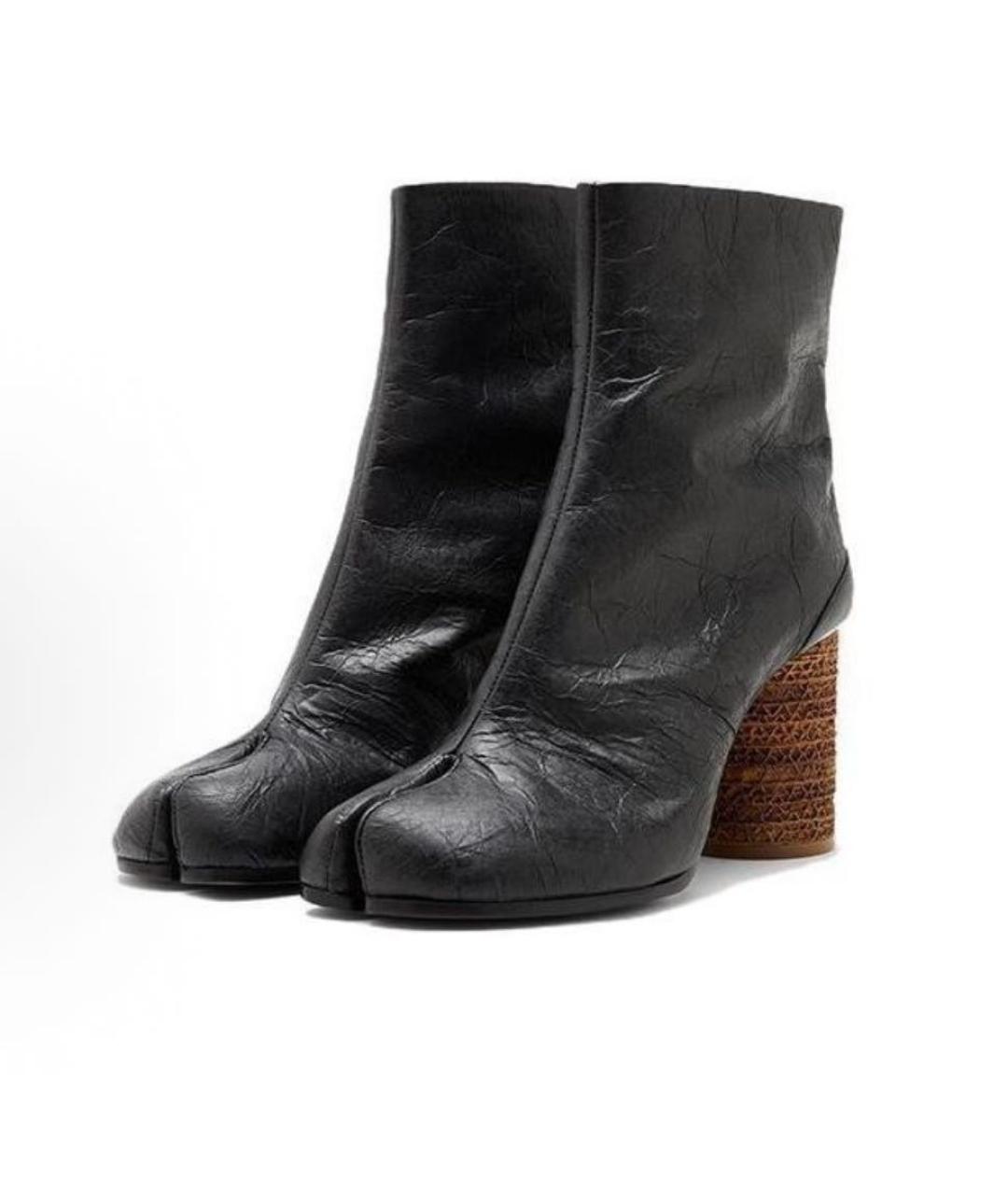 MAISON MARGIELA Черные кожаные ботильоны, фото 3