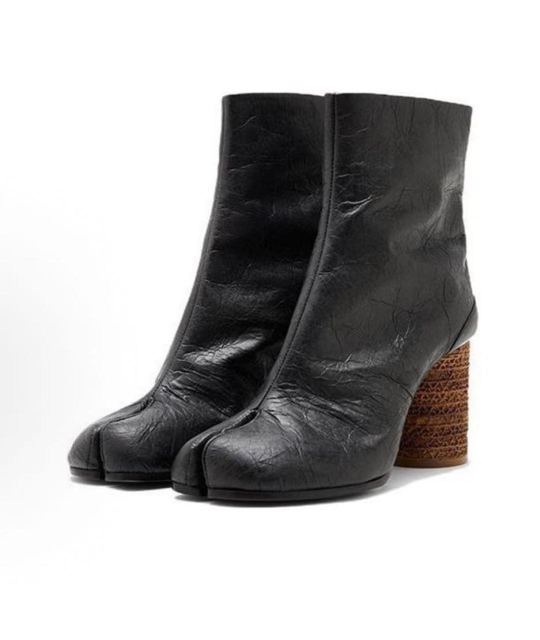 MAISON MARGIELA Черные кожаные ботильоны, фото 3