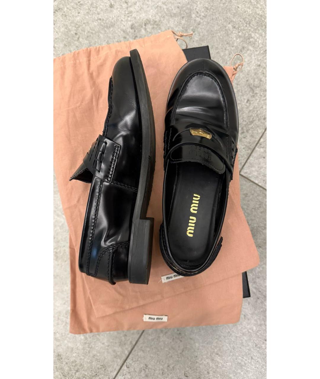 MIU MIU Черные лоферы из лакированной кожи, фото 6