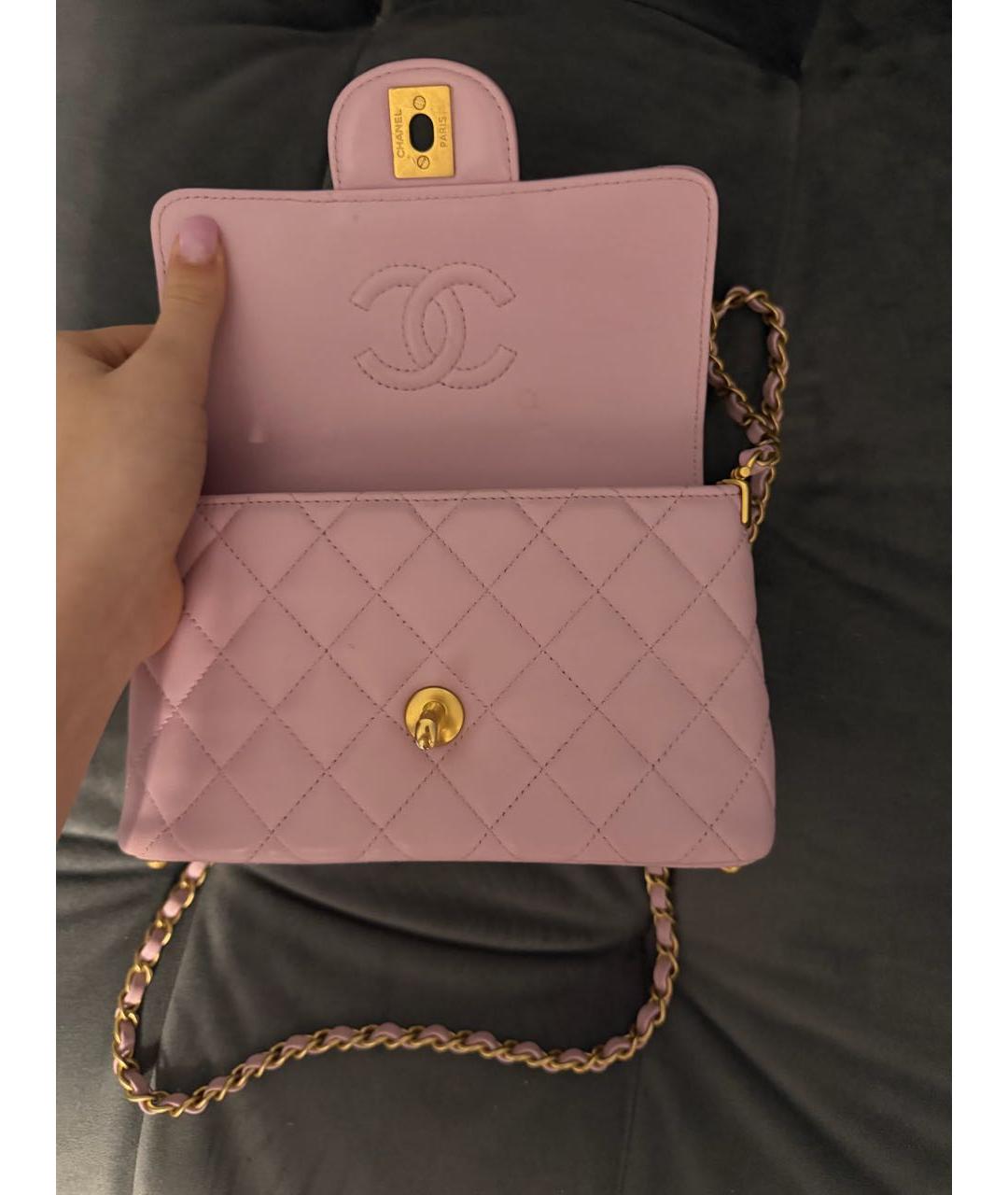 CHANEL Розовая кожаная сумка через плечо, фото 4