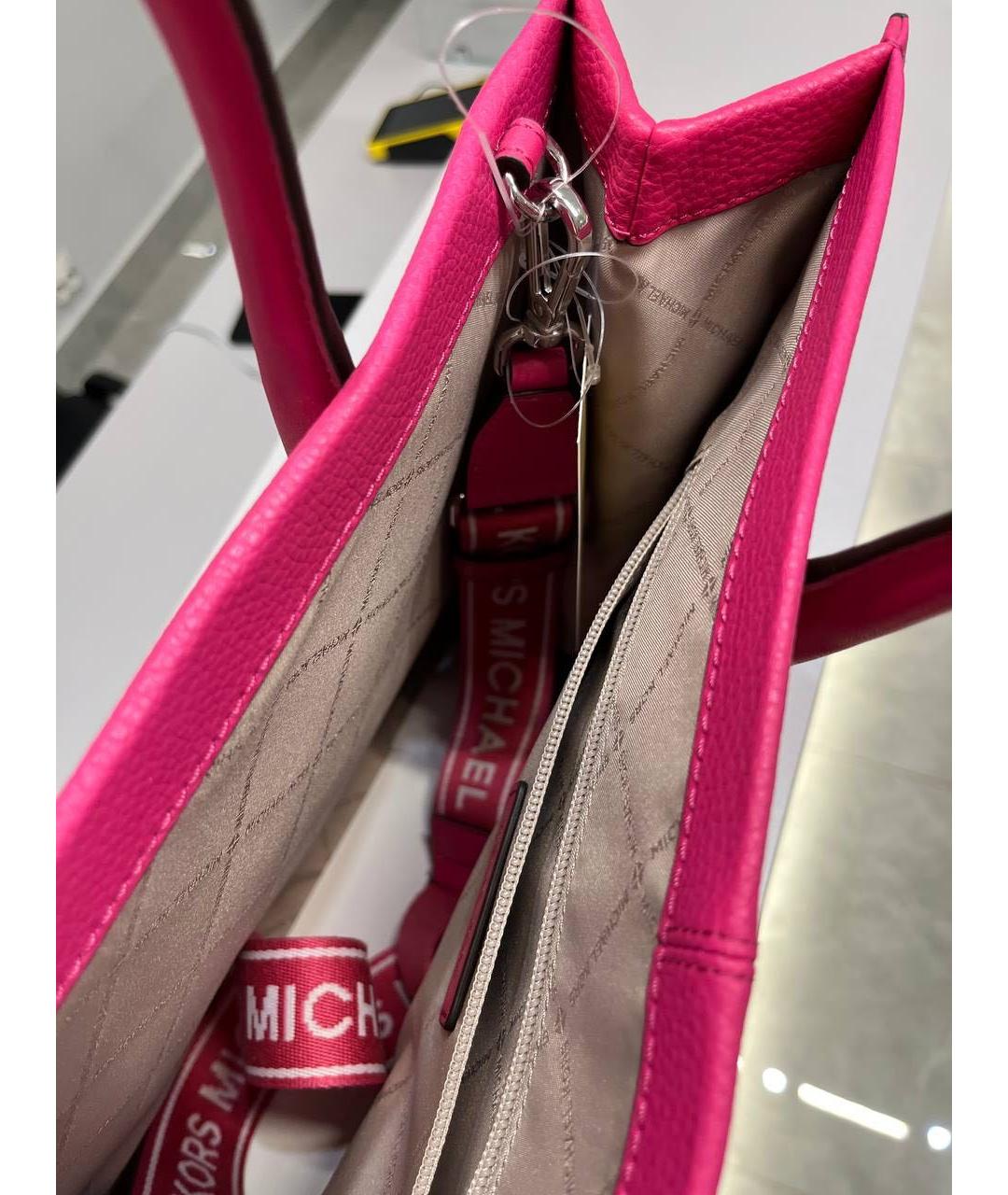 MICHAEL KORS Фуксия кожаная сумка тоут, фото 4