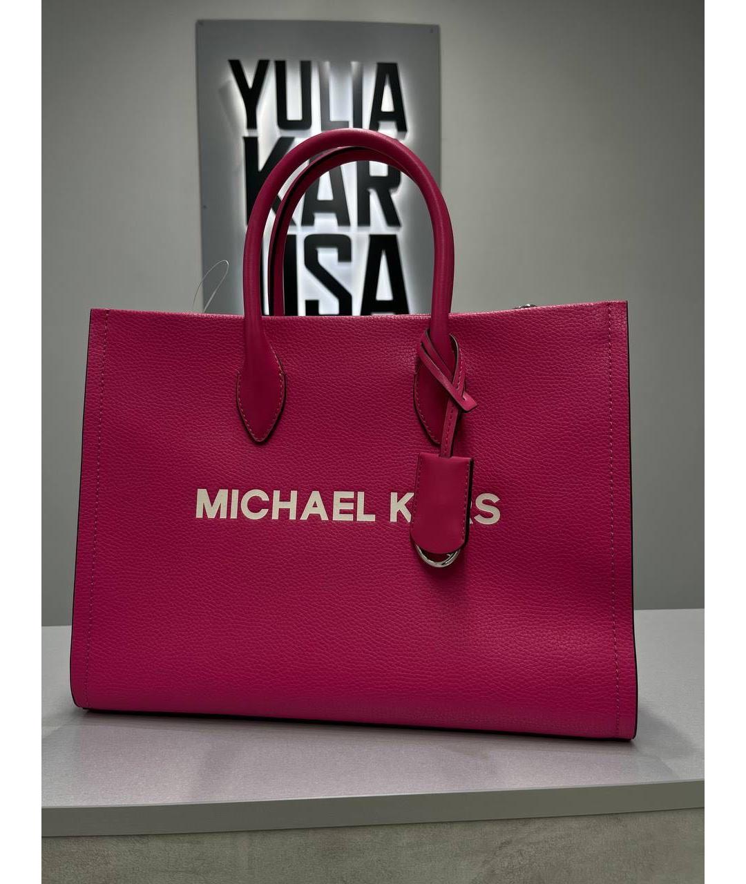 MICHAEL KORS Фуксия кожаная сумка тоут, фото 5