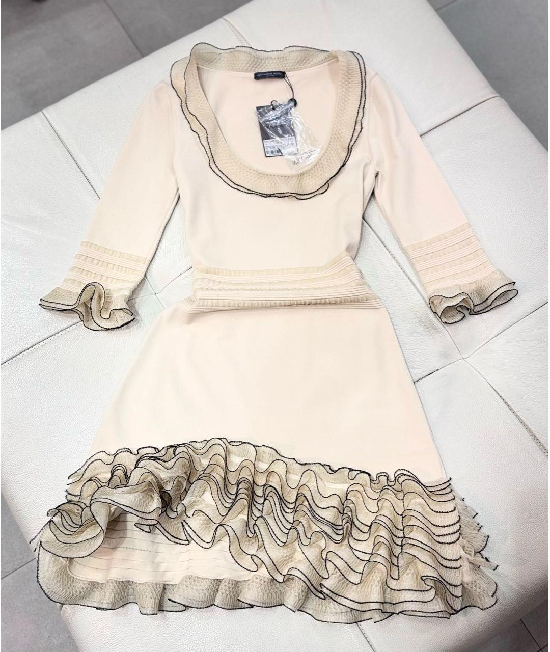 ALEXANDER MCQUEEN Бежевое вискозное коктейльное платье, фото 3