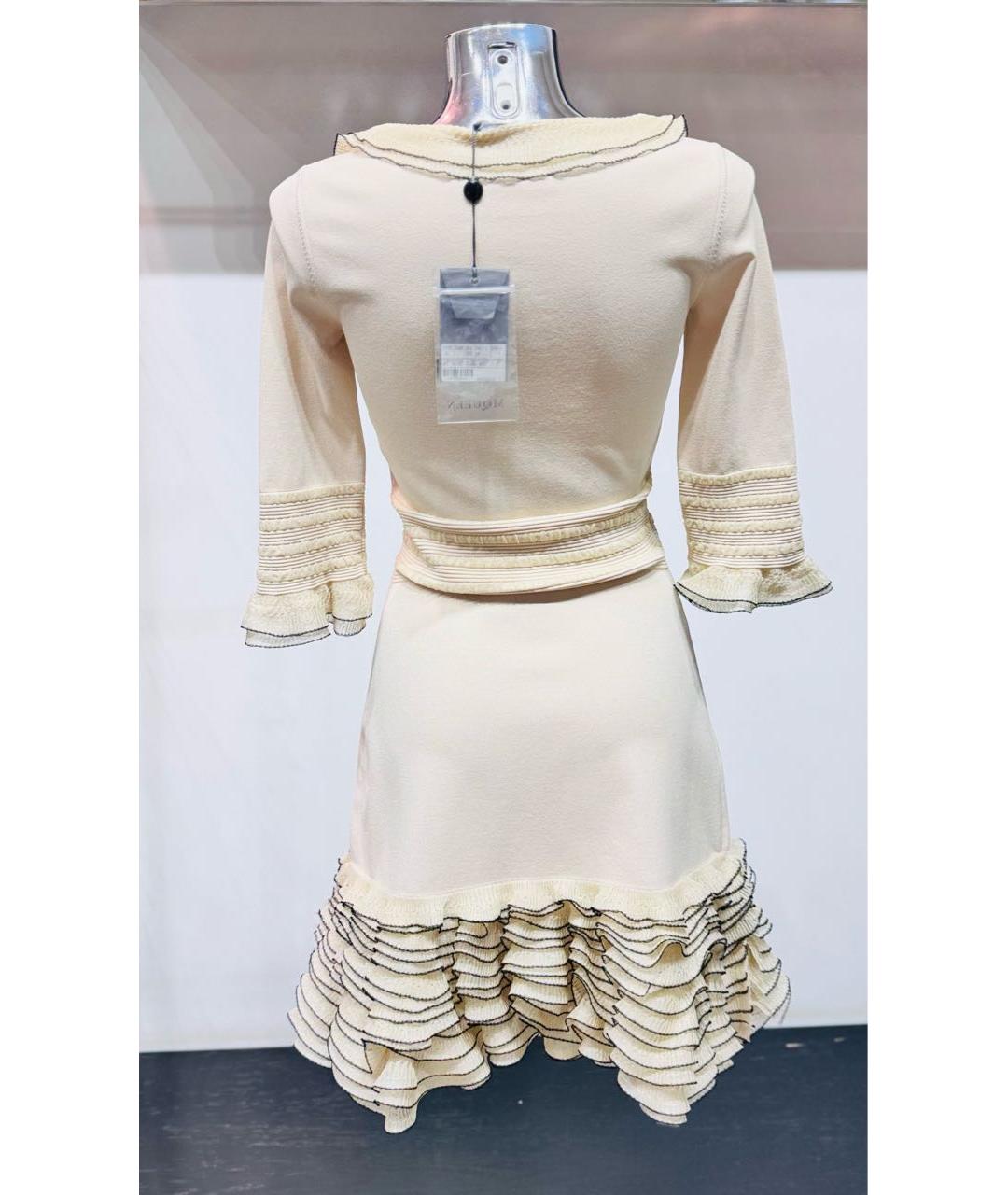 ALEXANDER MCQUEEN Бежевое вискозное коктейльное платье, фото 2
