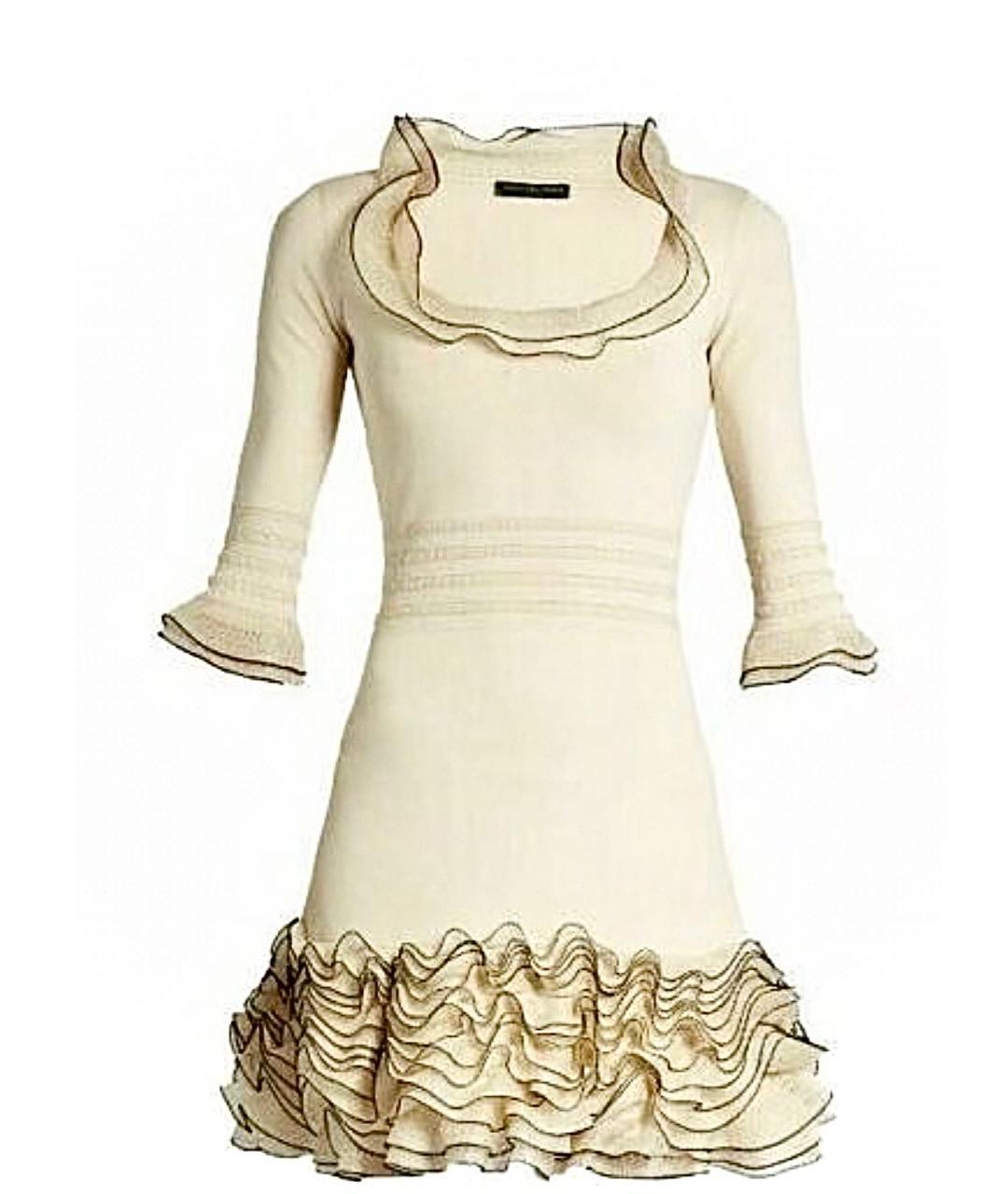 ALEXANDER MCQUEEN Бежевое вискозное коктейльное платье, фото 1