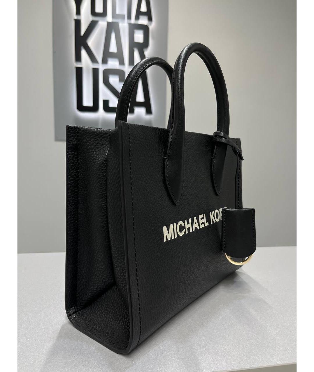 MICHAEL KORS Черная кожаная сумка тоут, фото 2