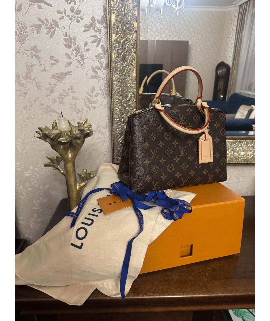LOUIS VUITTON Коричневая кожаная сумка тоут, фото 5